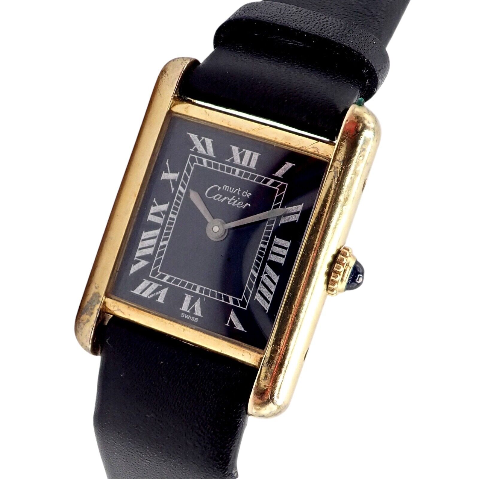 Cartier Jewelry & Watches:Watches, Parts & Accessories:Watches:Wristwatches Authentic! Cartier Must De Silver 925 Argent Vermeil Manual Wind Watch