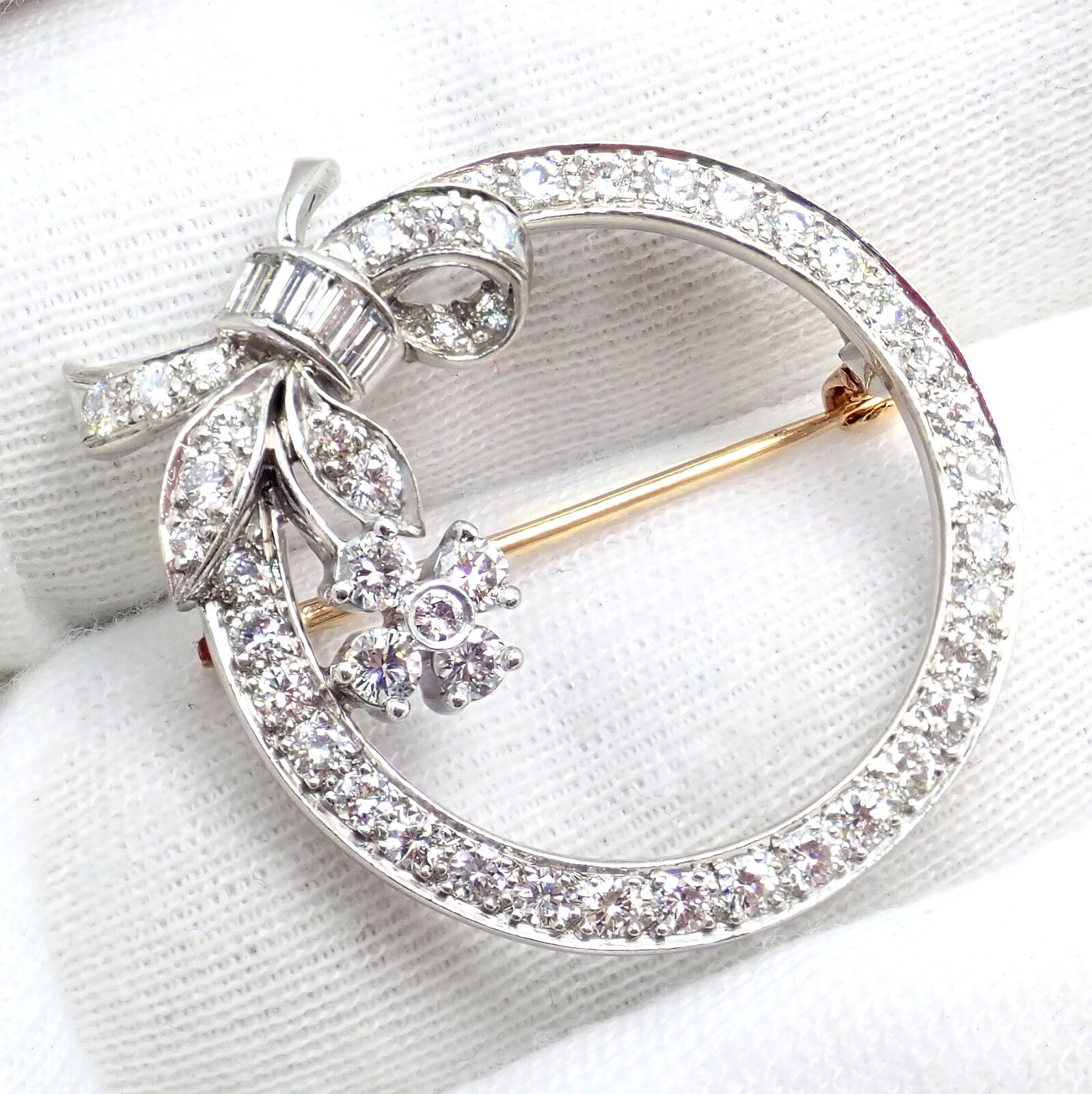 Tiffany & Co. Jewelry & Watches:Fine Jewelry:Brooches & Pins Rare! Authentic Tiffany & Co. Circle Platinum 2.1ct Diamond Pin Brooch 1920's