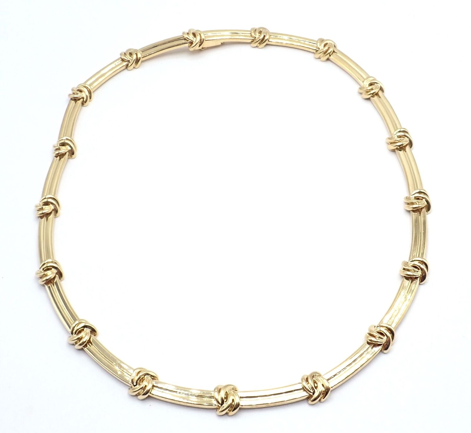 Authentic! Vintage Tiffany & Co 18k Yellow Gold Knot Link Necklace