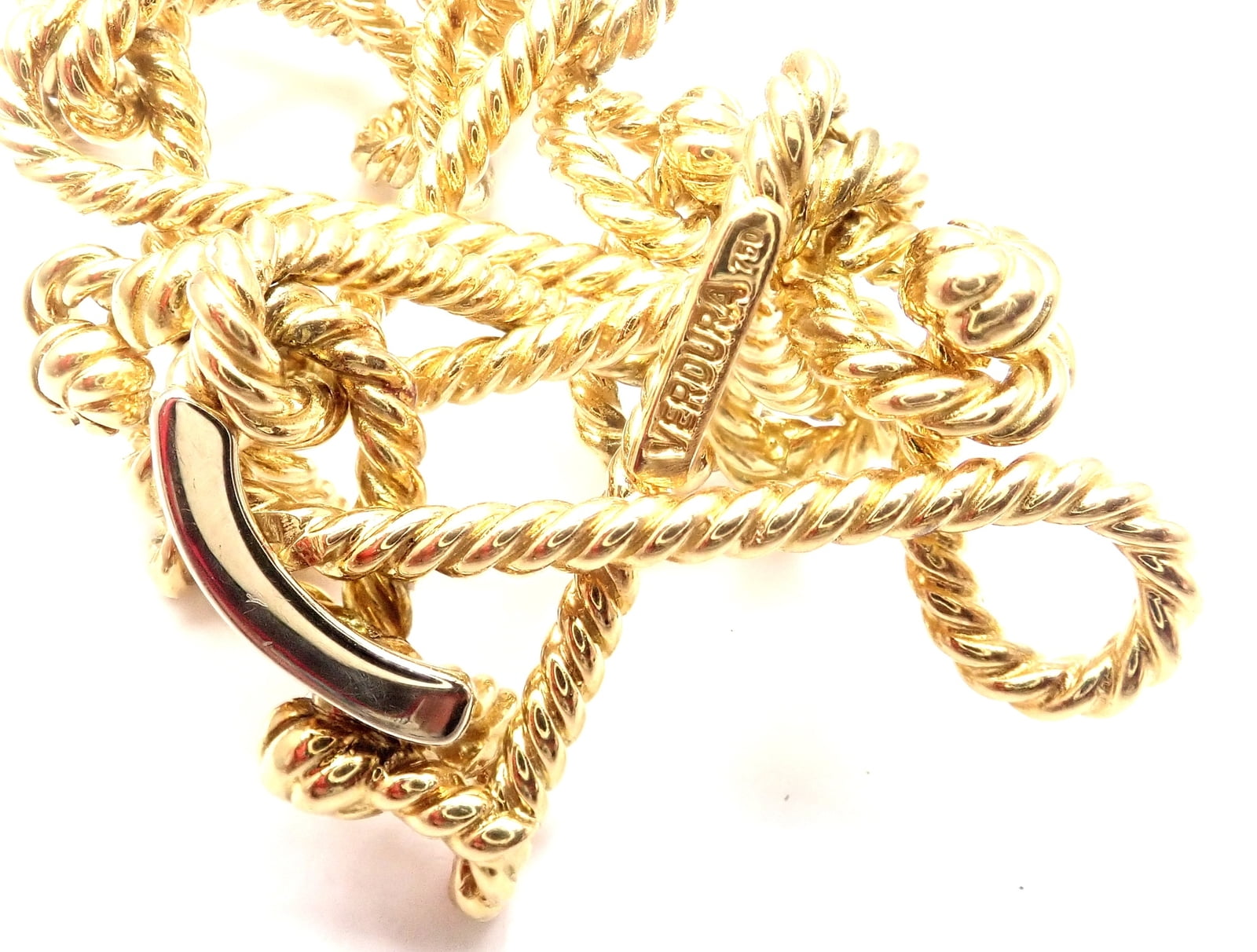 Verdura Jewelry & Watches:Fine Jewelry:Bracelets & Charms Rare! Authentic Verdura 18k Yellow Gold Twisted Rope Openwork Wide Link Bracelet