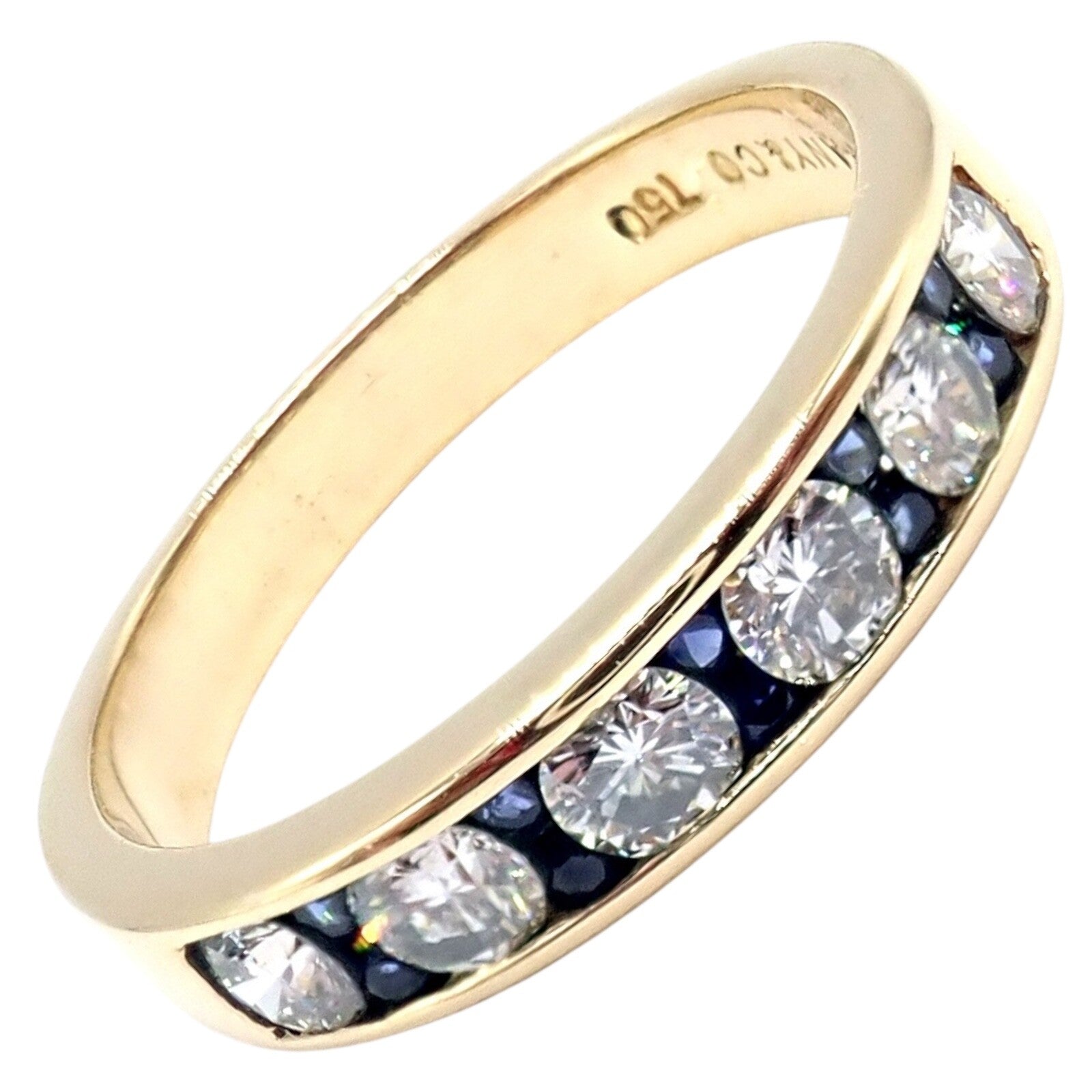 Tiffany & Co. Jewelry & Watches:Fine Jewelry:Rings Authentic! Tiffany & Co 18k Yellow Gold 1.20ctw Diamond Sapphire Band Ring sz 5