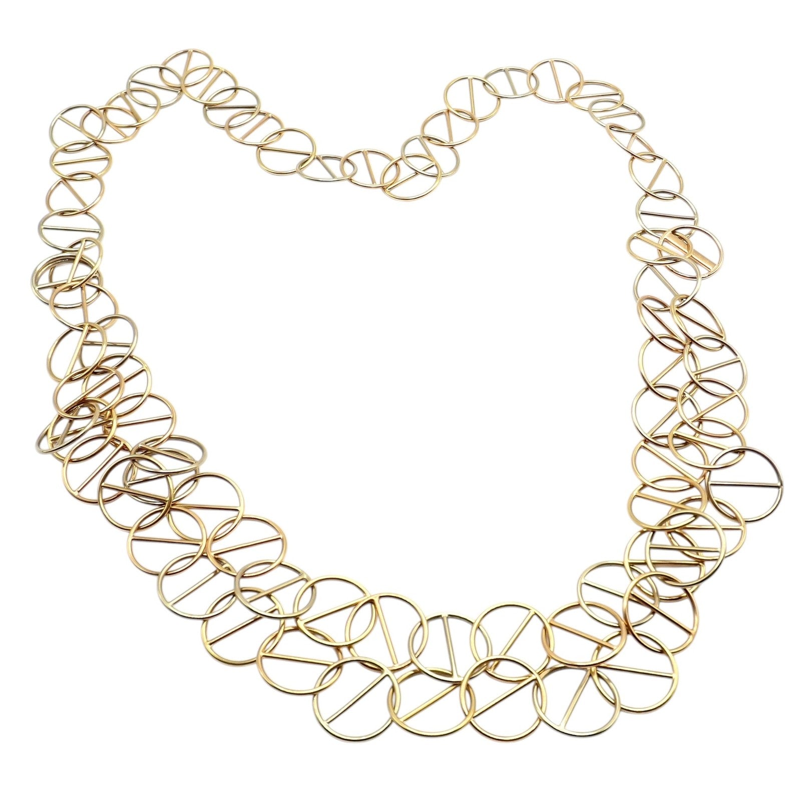 Hermes Caleche 18k Yellow Gold Extra Long or Layered Circle Necklace + Box | Fortrove