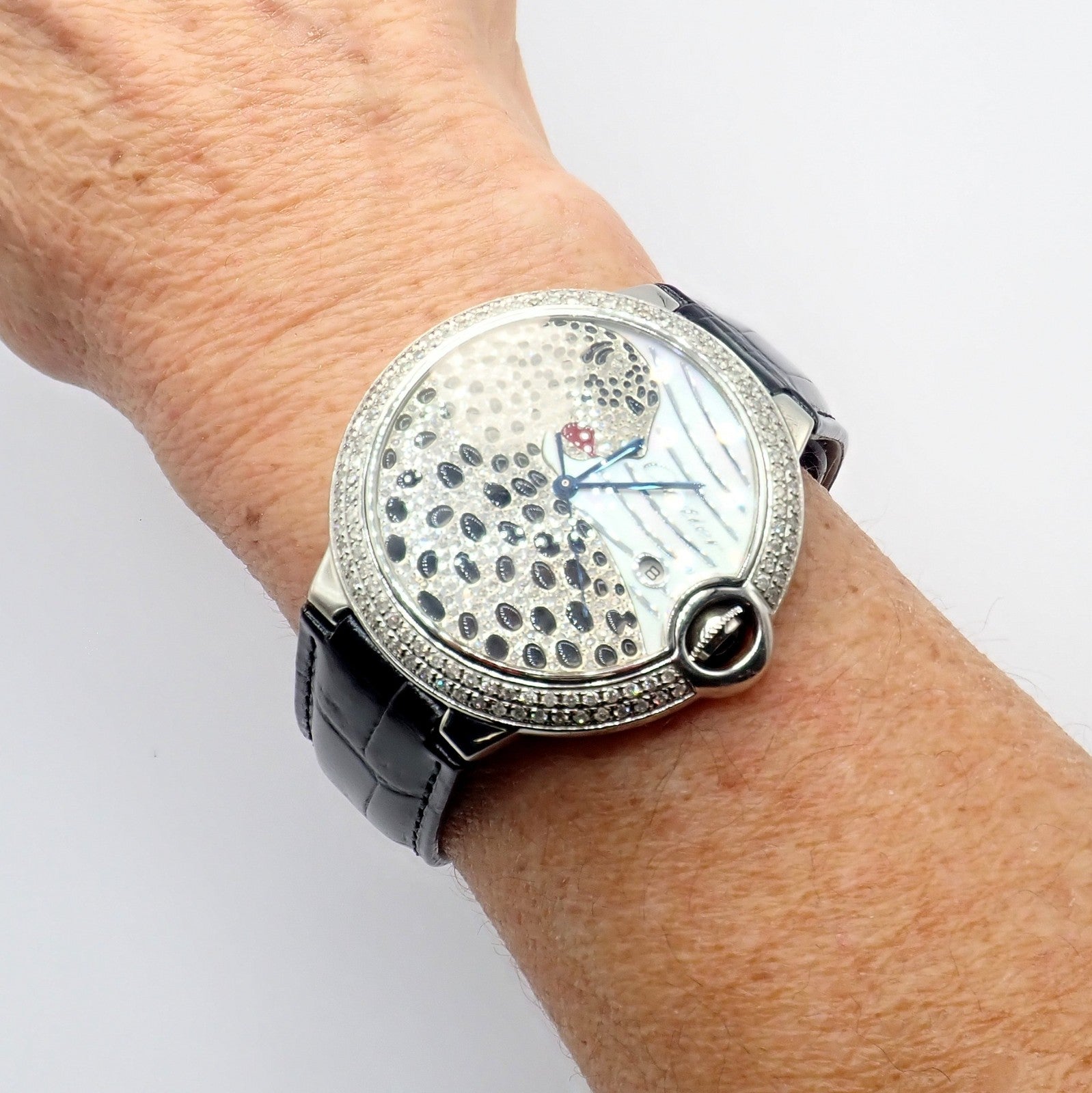 Cartier Stainless Steel Ballon Bleu Custom Diamond Enamel Automatic Watch 3001 | Fortrove