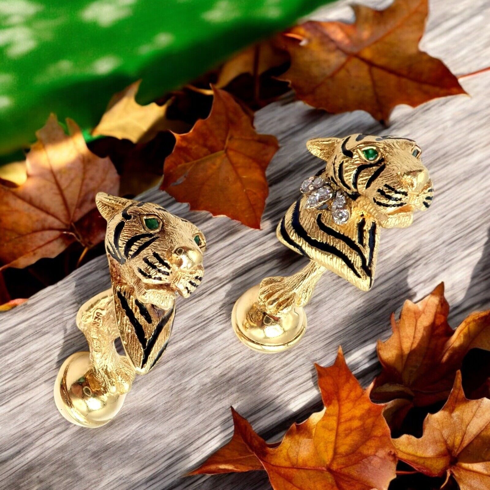 Antique hand carved outlet tiger cufflinks