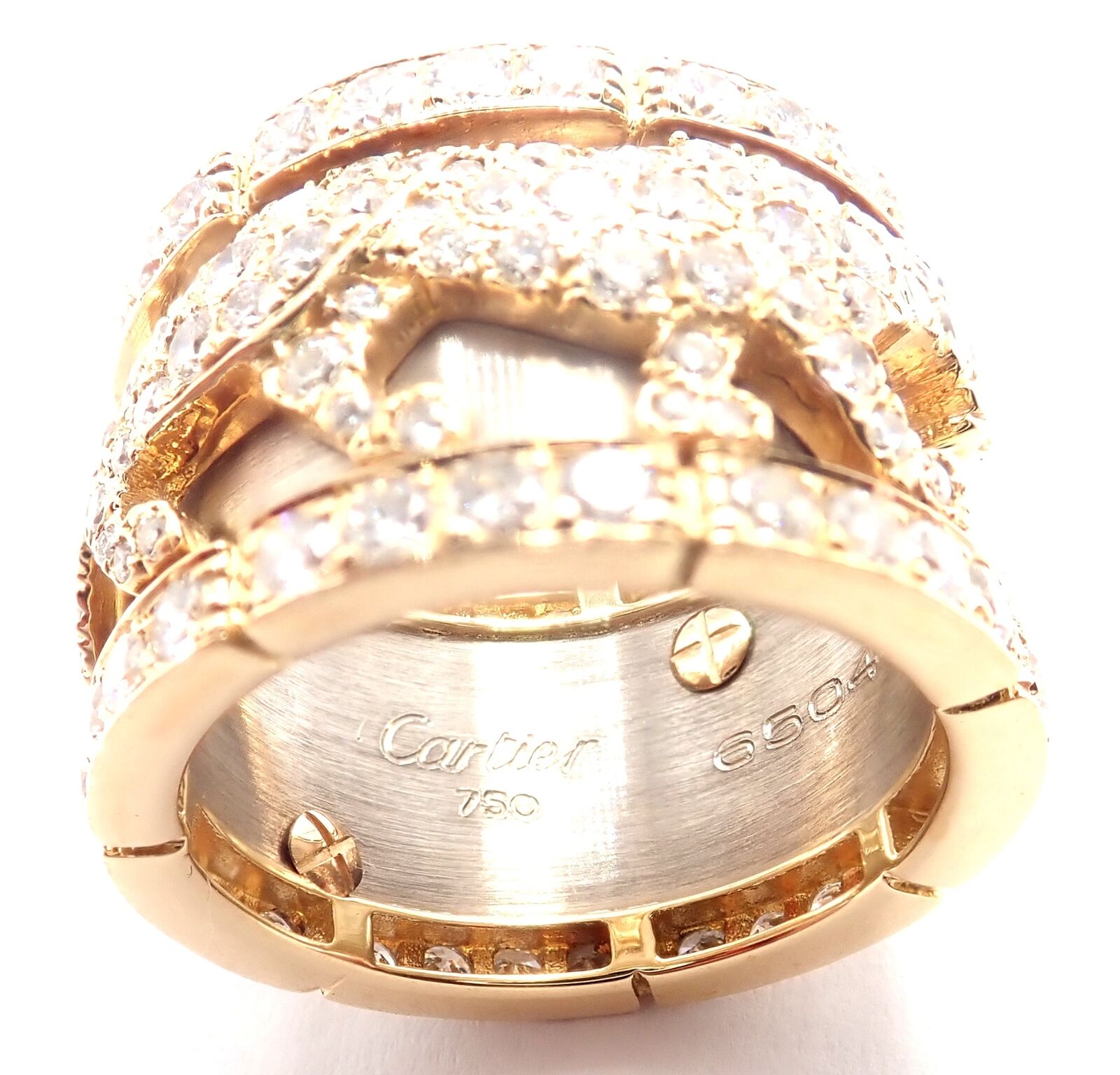 Cartier Mahango Walking Panthere 18k Yellow White Gold Diamond Band Ring | Fortrove