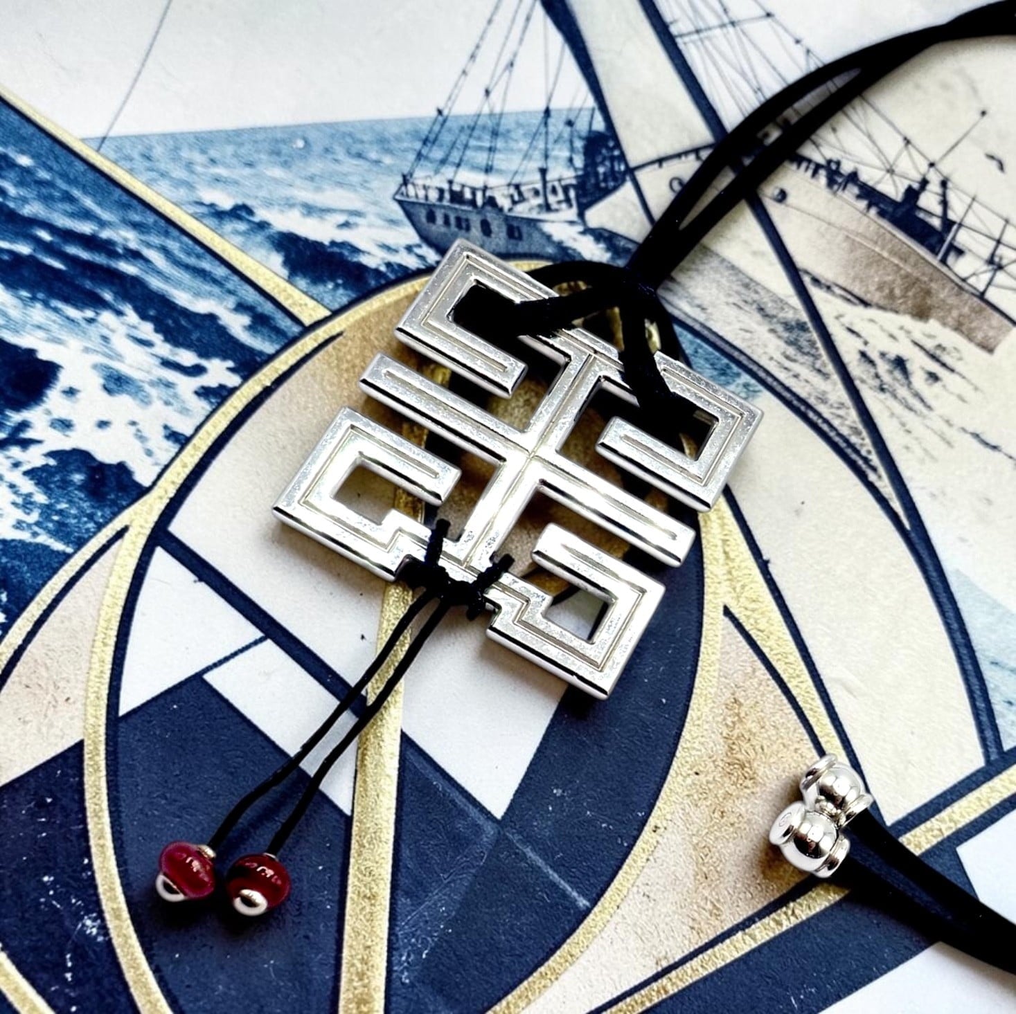 Authentic! Cartier Le Baiser Du Dragon 18k White Gold Ruby Silk Cord Necklace | Fortrove