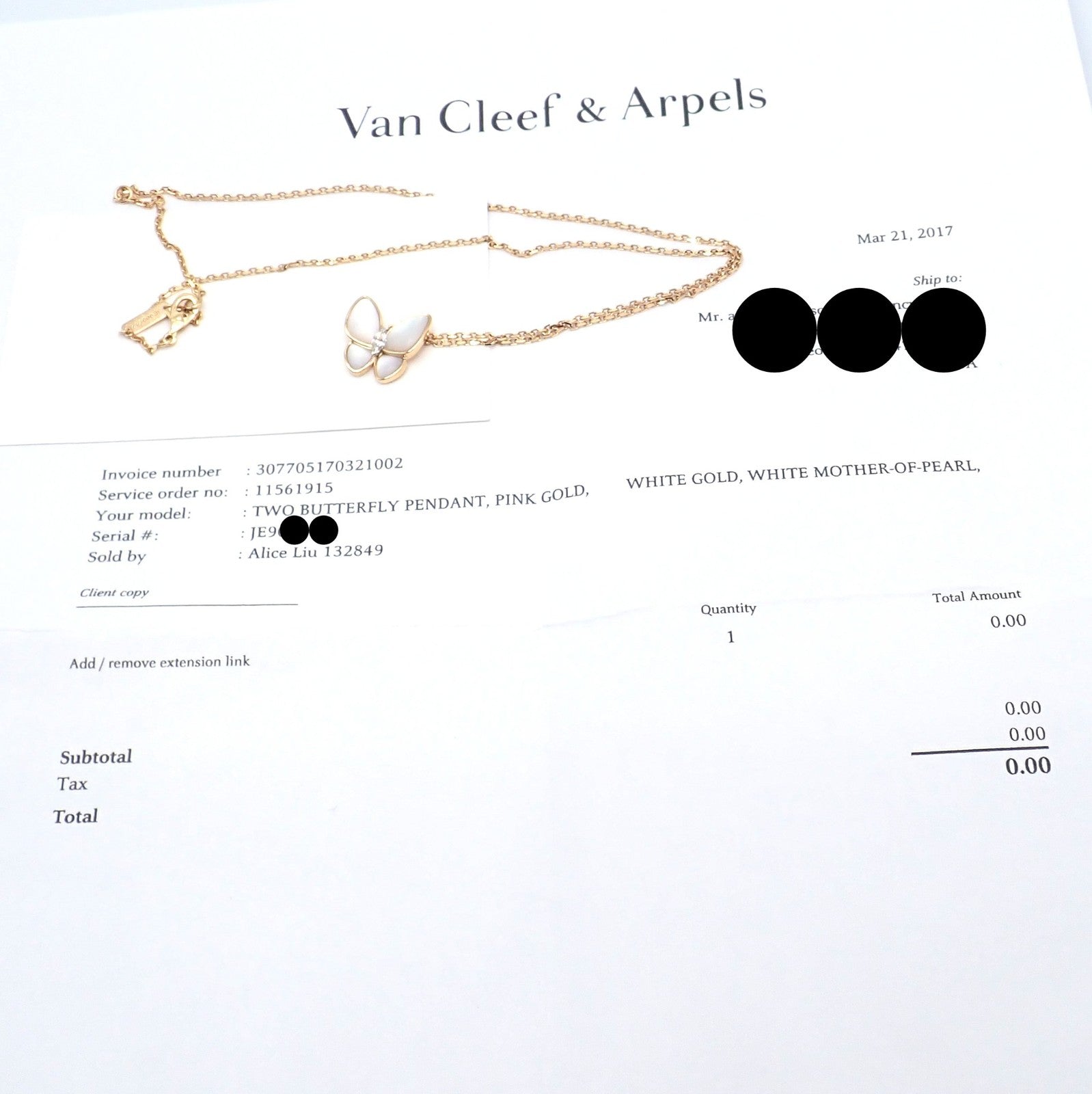 Van Cleef & Arpels 18k Rose Gold Diamond MoP Two Butterfly Pendant Necklace Cert | Fortrove