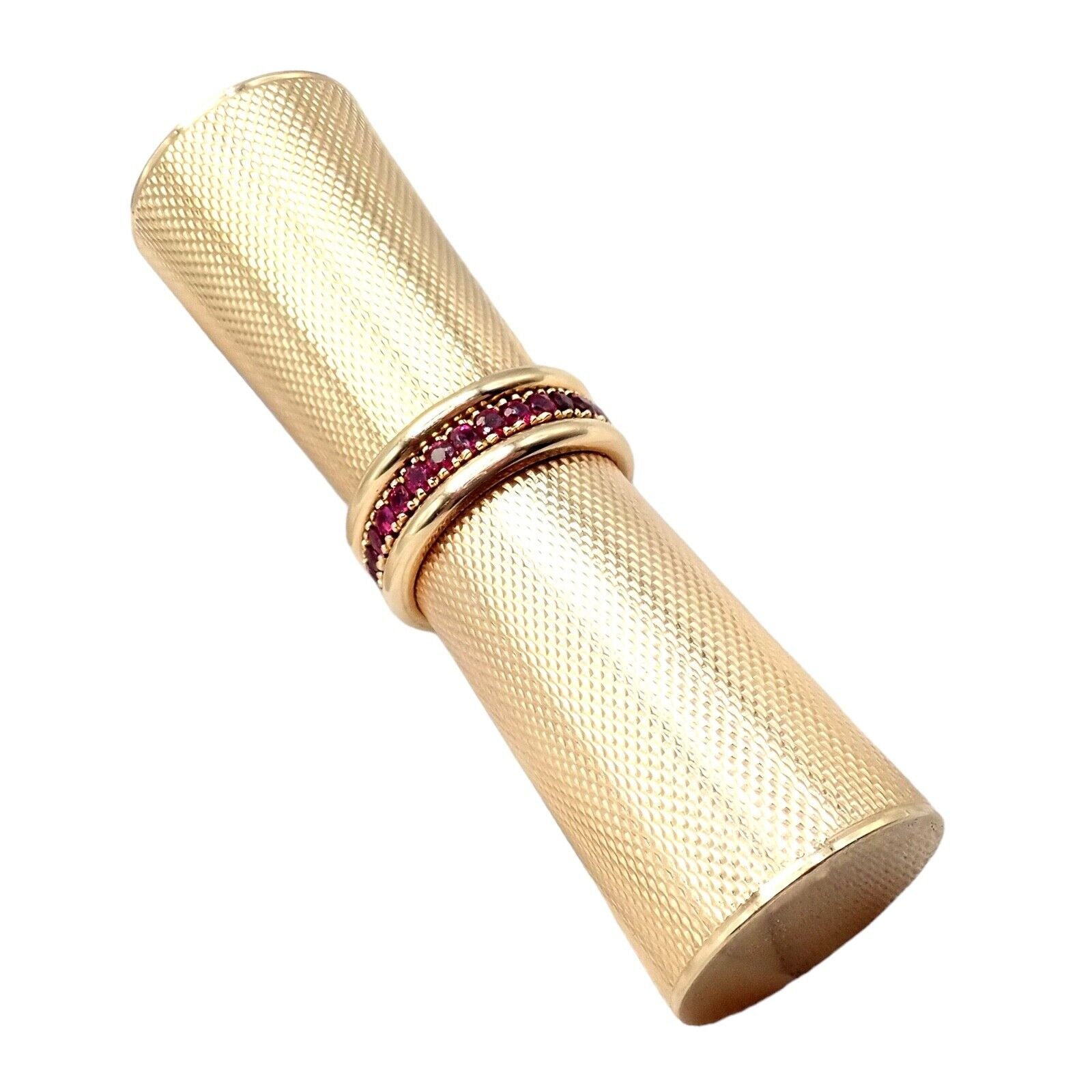 Fortrove Collectibles:Vanity, Perfume & Shaving:Lipstick Tubes, Holders Vintage Solid 14k Yellow Gold Van Cleef & Arpels Ruby Lipstick Case Holder