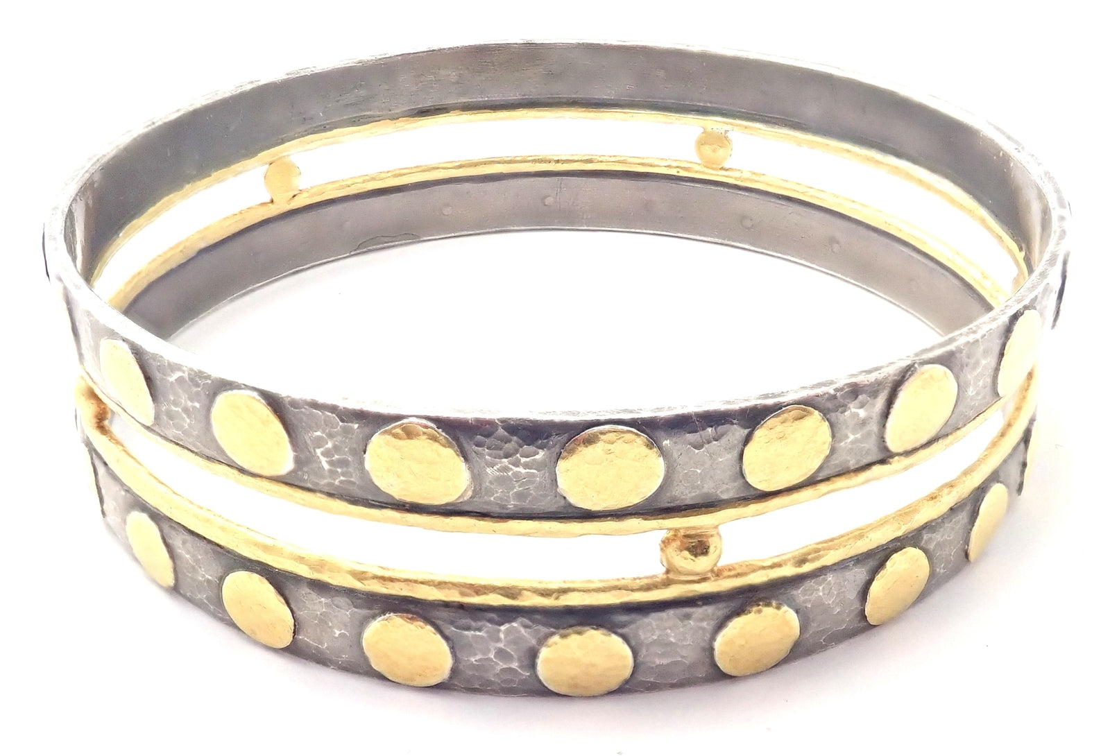 Authentic! Gurhan Deco 24k Yellow Gold Sterling Silver Bangle Bracelet Paper | Fortrove