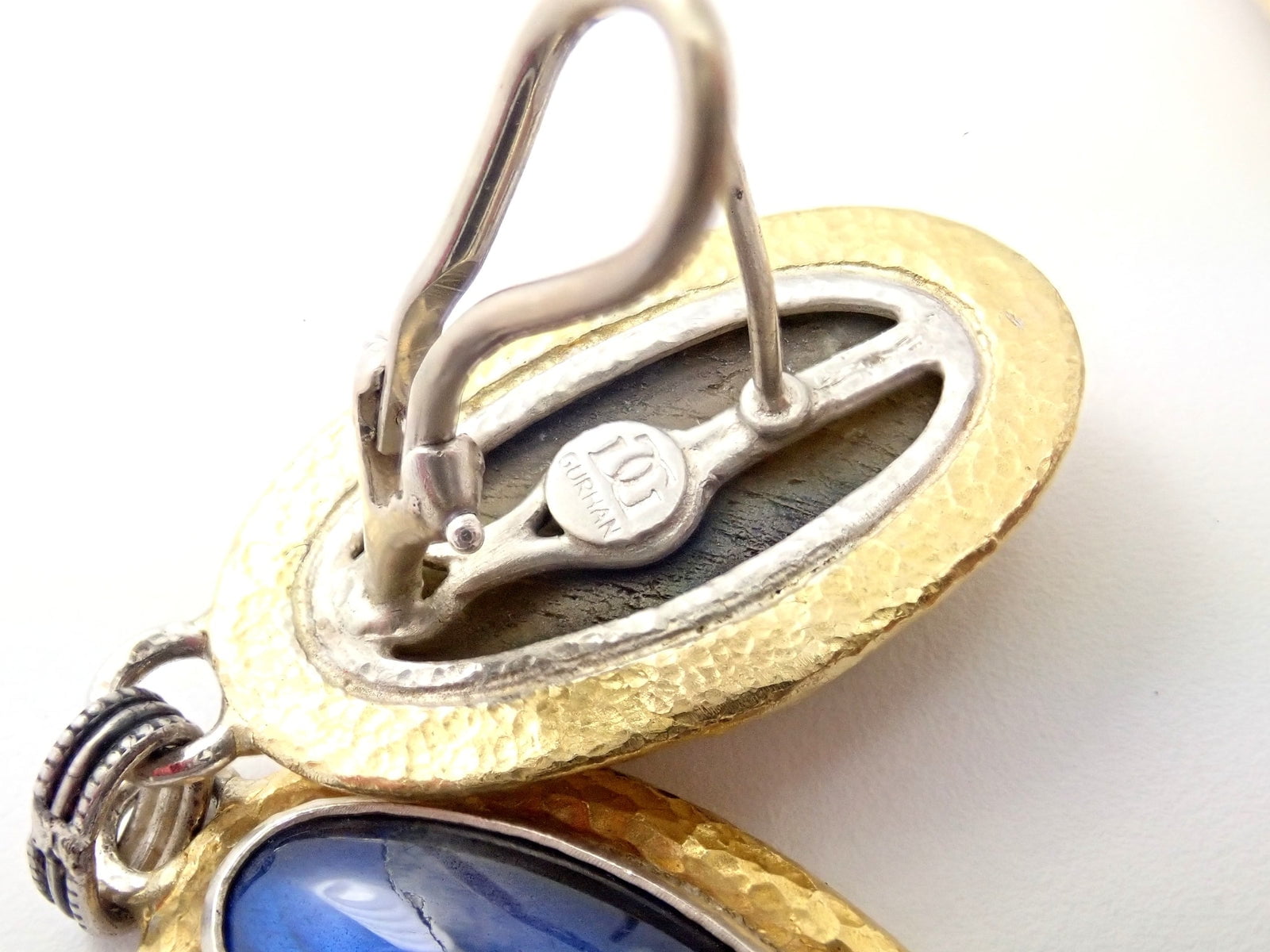 Gurhan Jewelry & Watches:Vintage & Antique Jewelry:Earrings Authentic! Gurhan Hammered Sterling Silver 24k Gold Labradorite Earrings