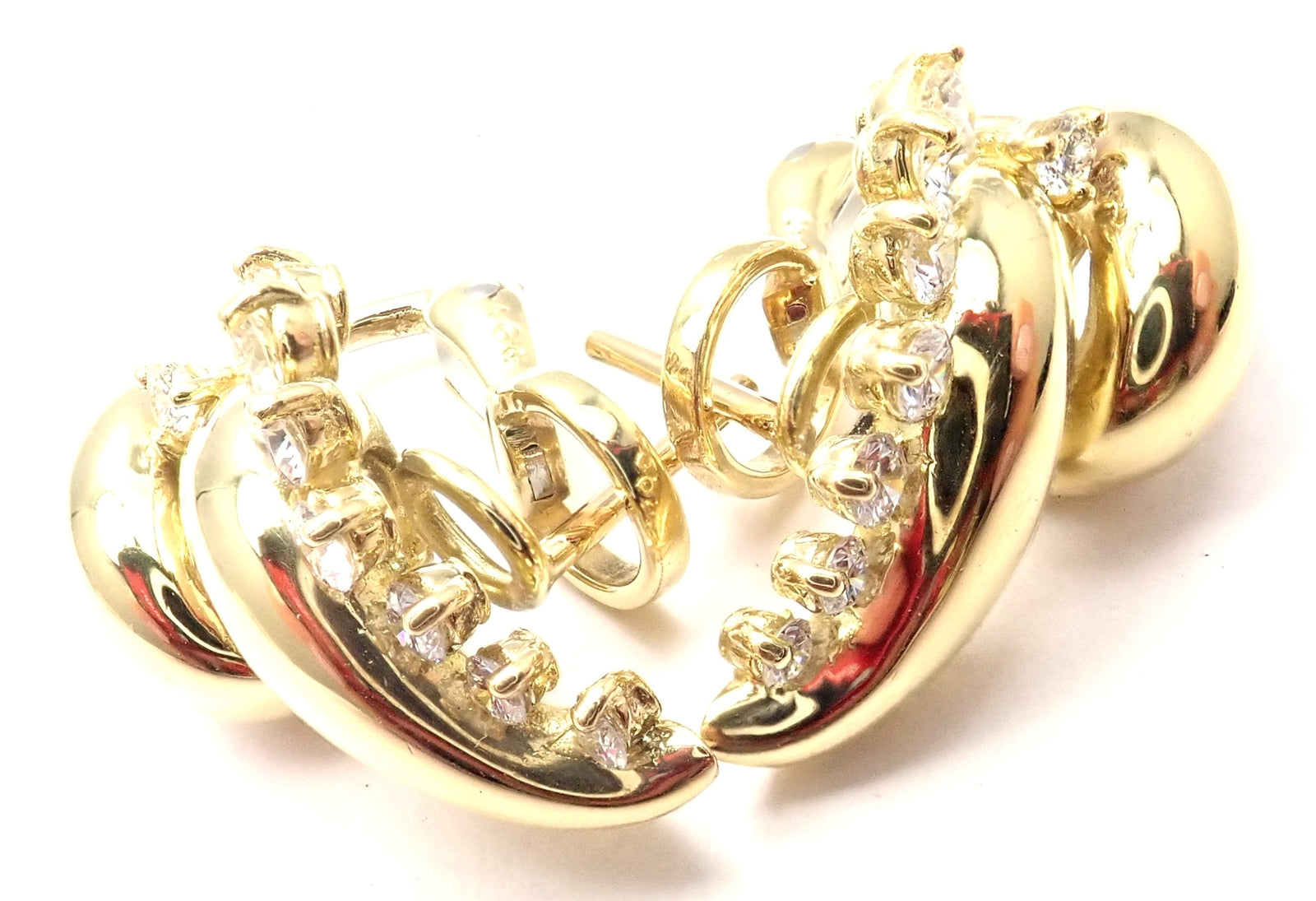 Rare! Authentic Tiffany & Co 18k Yellow Gold Diamond Swirl Earrings | Fortrove