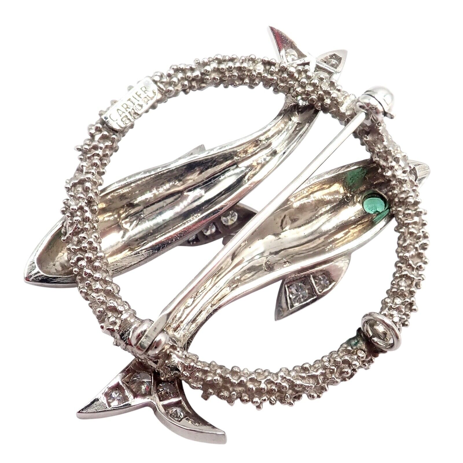 Cartier Jewelry & Watches:Fine Jewelry:Brooches & Pins Cartier 18k White Gold Platinum Diamond Emerald Zodiac Pisces Fish Brooch Pin