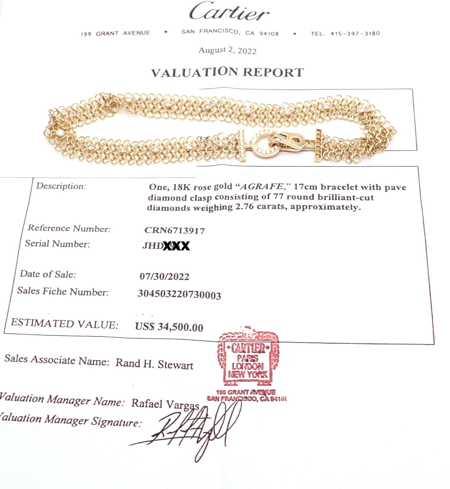 Authentic! Cartier Agrafe 18k Rose Gold Diamond Link Bracelet Size 17 Paper | Fortrove