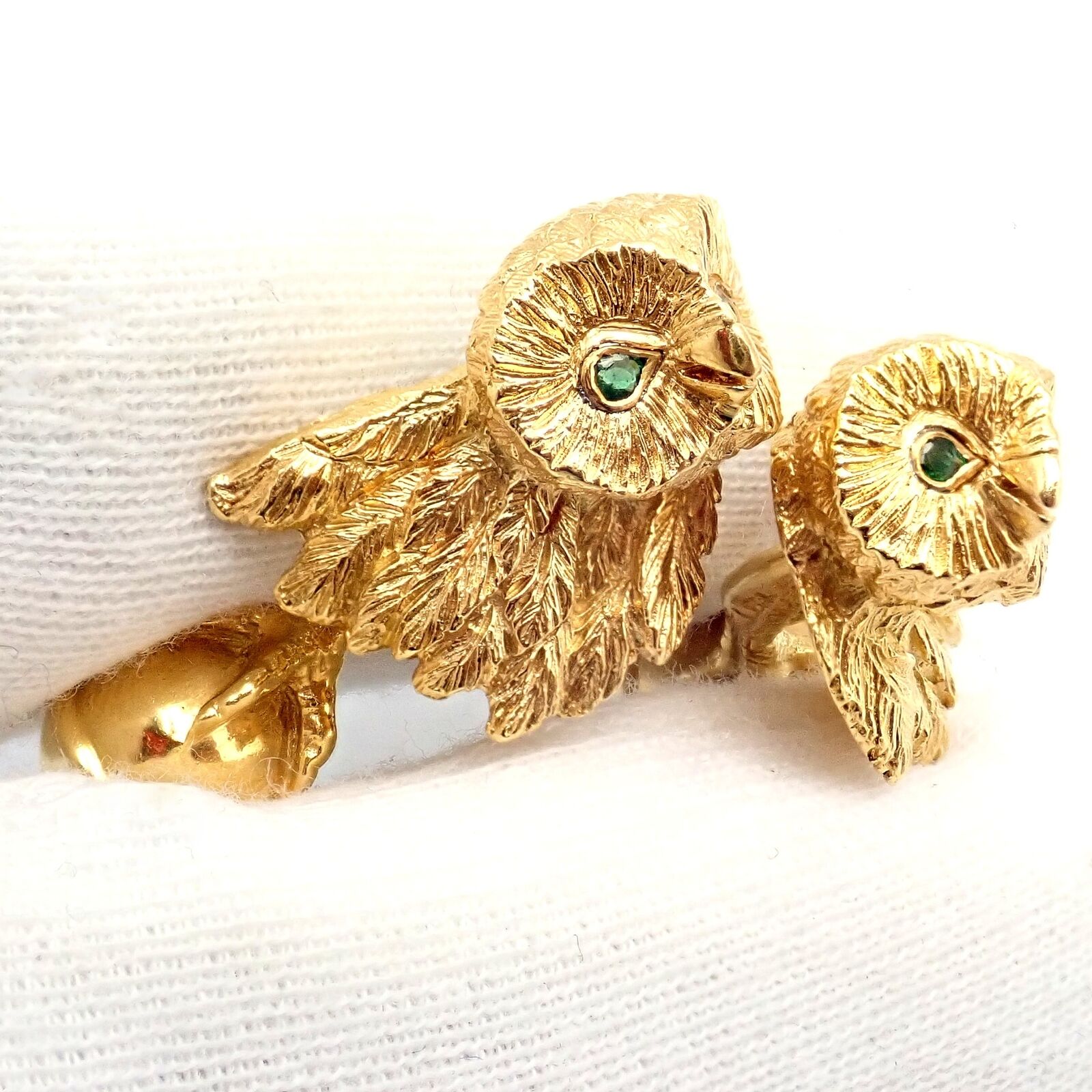 Tiffany & Co. Jewelry & Watches:Men's Jewelry:Cufflinks Rare! Vintage Tiffany & Co. 18k Yellow Gold Emerald Owl Germany 1989 Cufflinks