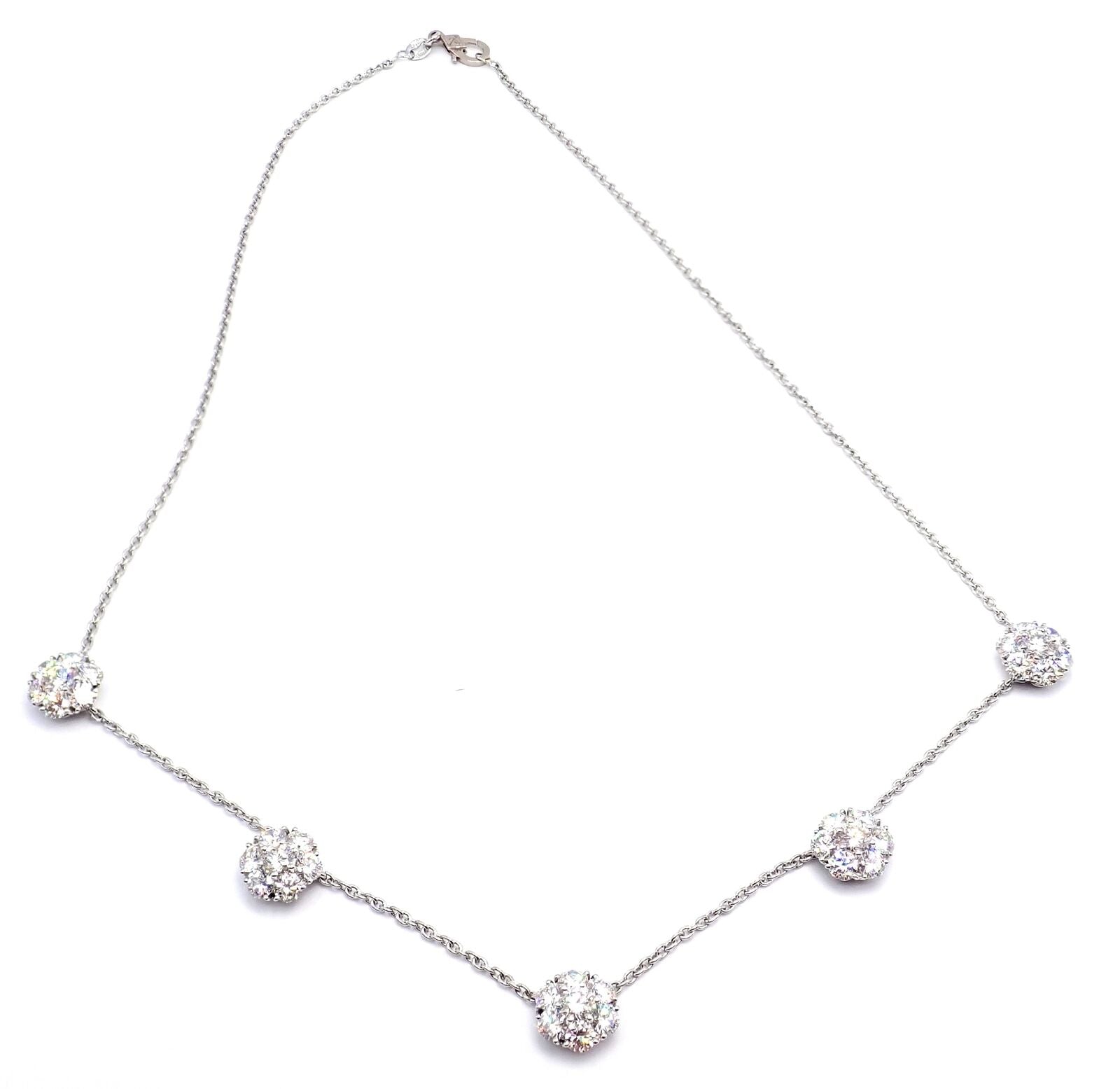 Van Cleef & Arpels Platinum Diamond Five Flower Fleurette Necklace Paper | Fortrove