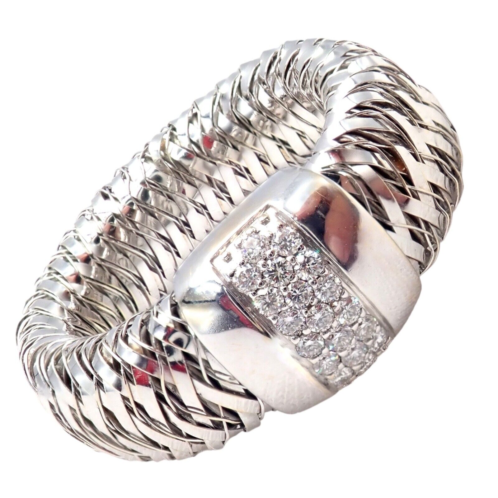 Roberto Coin Jewelry & Watches:Fine Jewelry:Rings Authentic! Roberto Coin Primavera 18k White Gold Diamond Flexible 10mm Ring