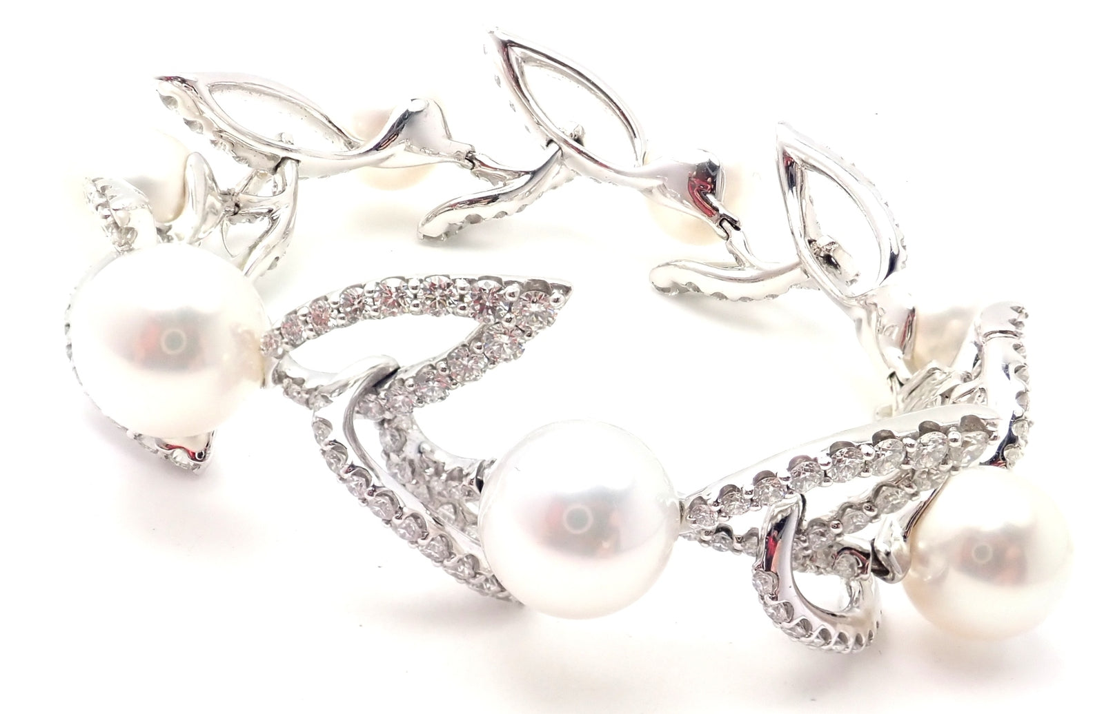 Mikimoto Jewelry & Watches:Fine Jewelry:Bracelets & Charms Rare! Authentic Mikimoto 18k White Gold 7ct Diamond 12mm Pearl Bracelet