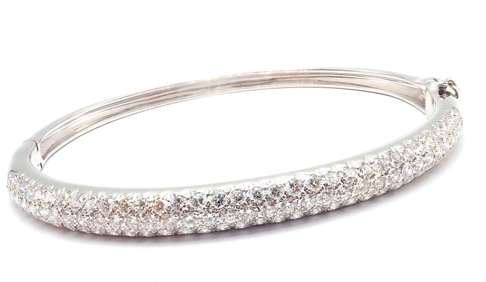 Authentic! Van Cleef & Arpels Eve 18k White Gold Diamond Bangle Bracelet Paper | Fortrove