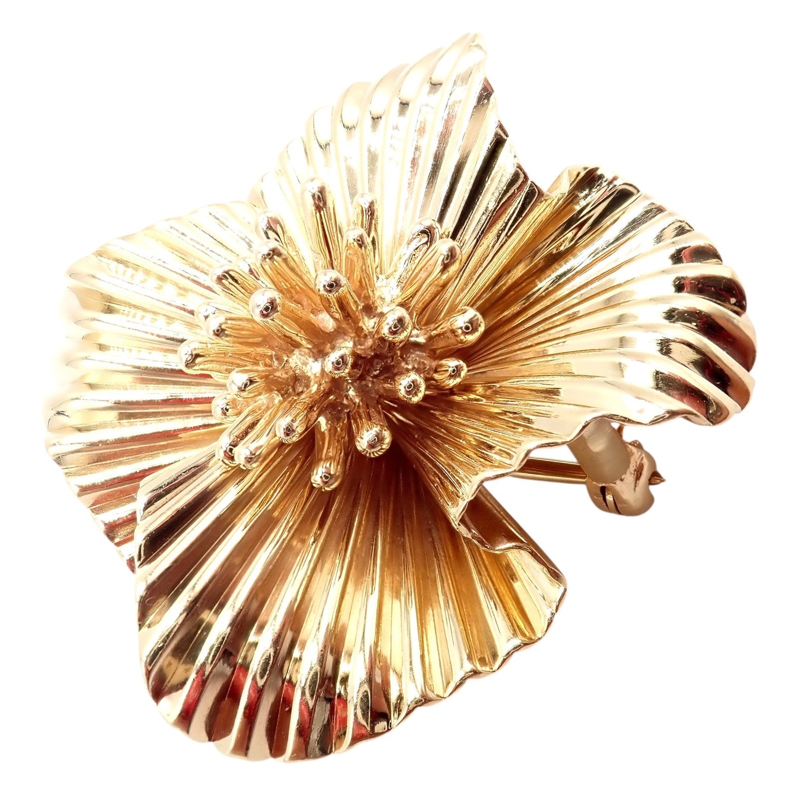 Authentic! Vintage Tiffany & Co. 14k Yellow Gold Flower Pin Brooch | Fortrove