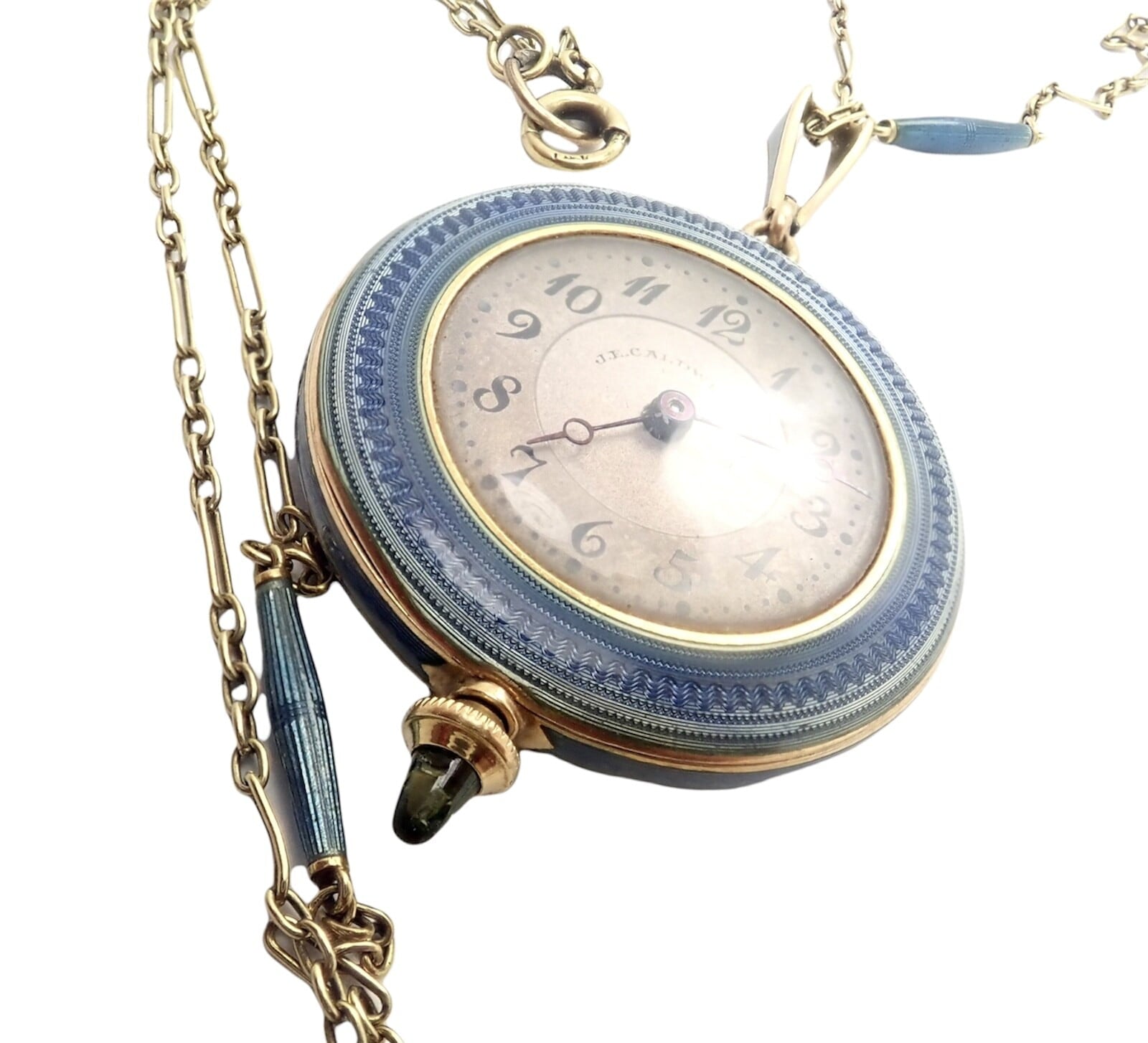 Tiffany & Co. Jewelry & Watches:Watches, Parts & Accessories:Watches:Other Watches Vintage JE Caldwell Longines 14k Yellow Gold Diamond Enamel 32" Pendant Watch