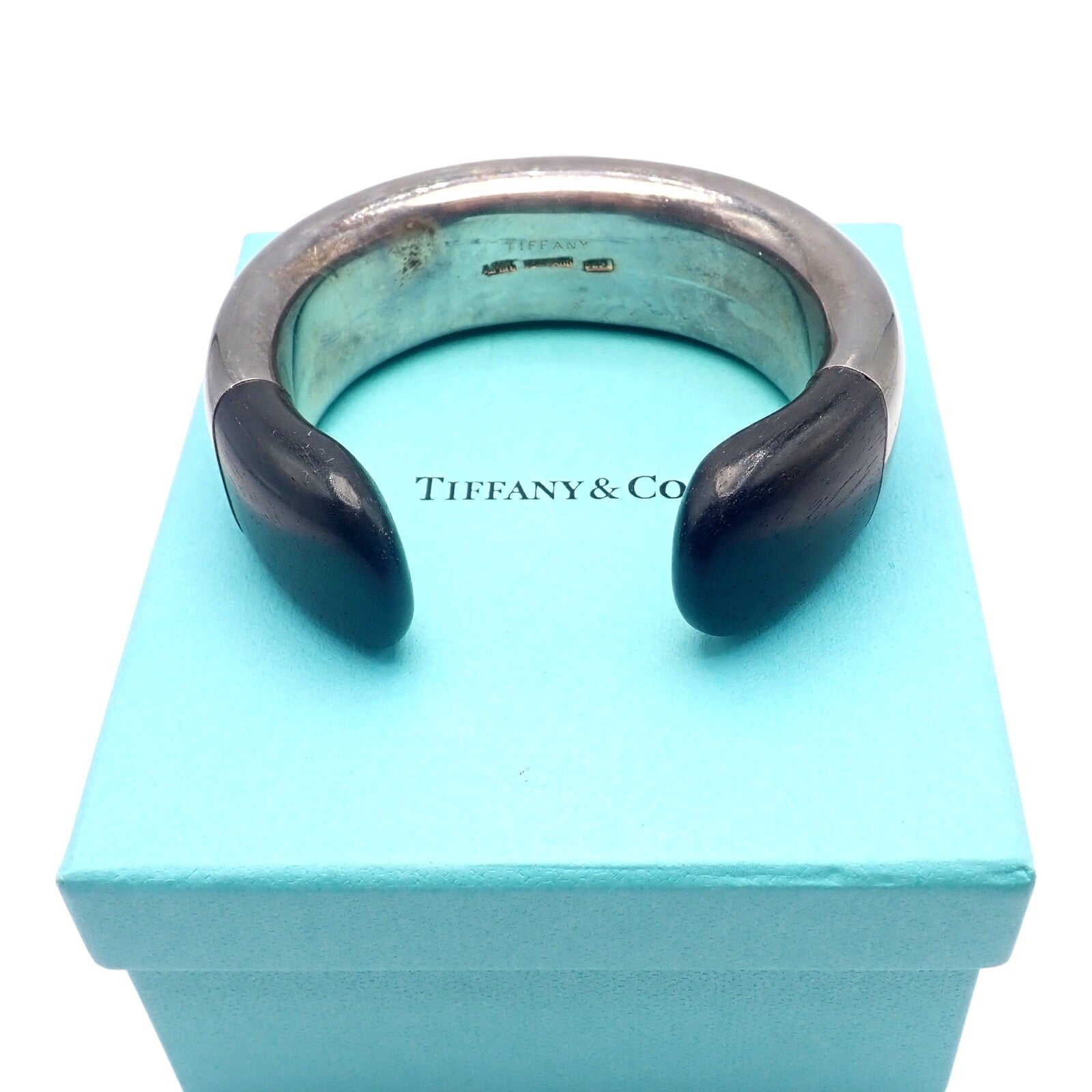 Vintage Tiffany & Co Sterling Silver Andreas Mikkelson Ebony Wood Cuff Bracelet | Fortrove