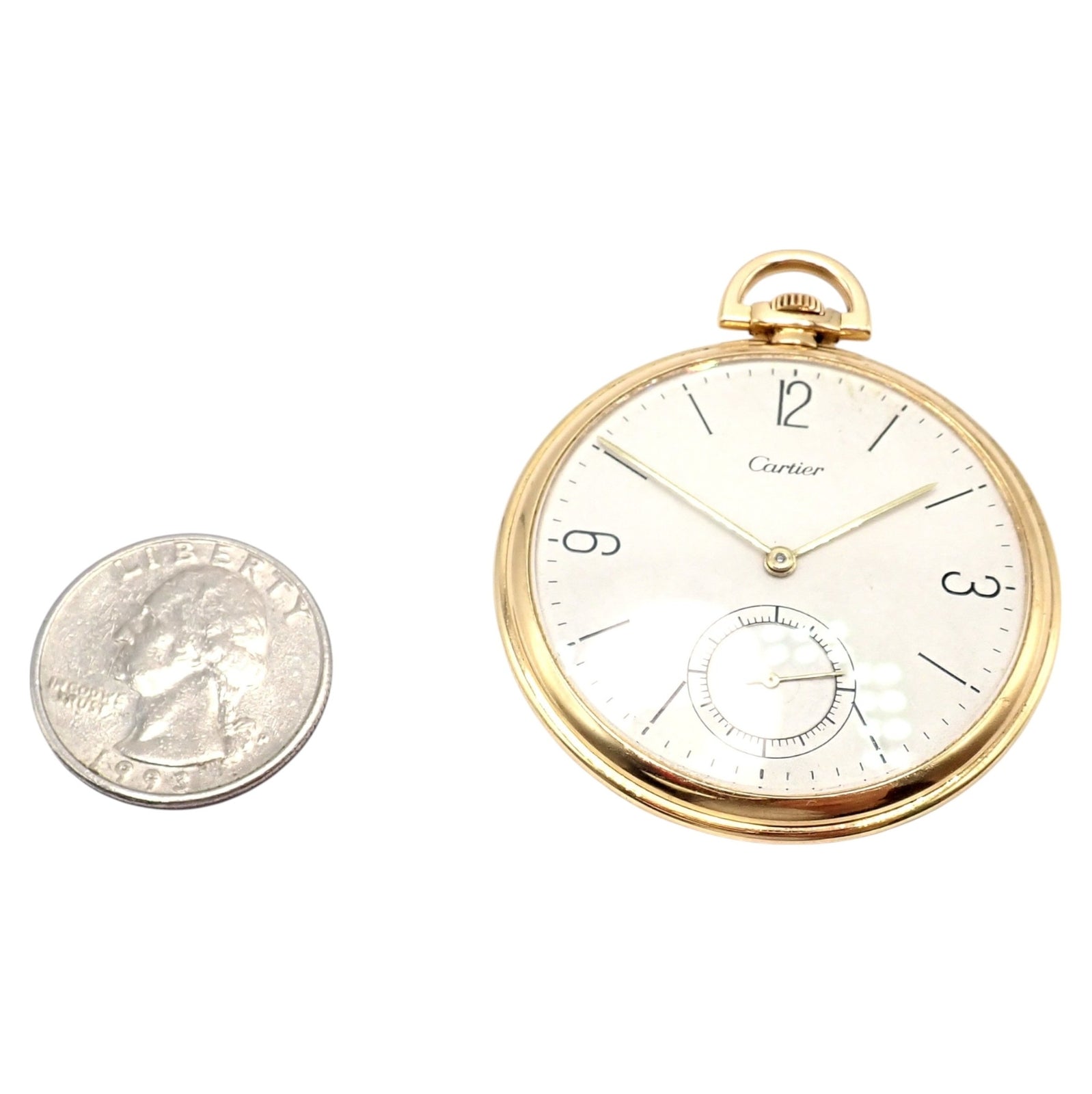 IWC International Watch Co. Cartier 18k Yellow Gold 19s Thin Pocket Watch 1940's | Fortrove