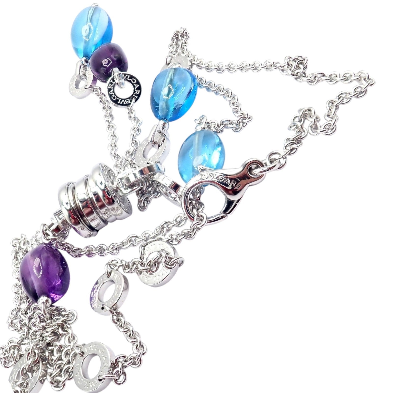 Bvlgari Bulgari 18k White Gold Amethyst Blue Topaz Lavalier B.Zero1 Necklace | Fortrove