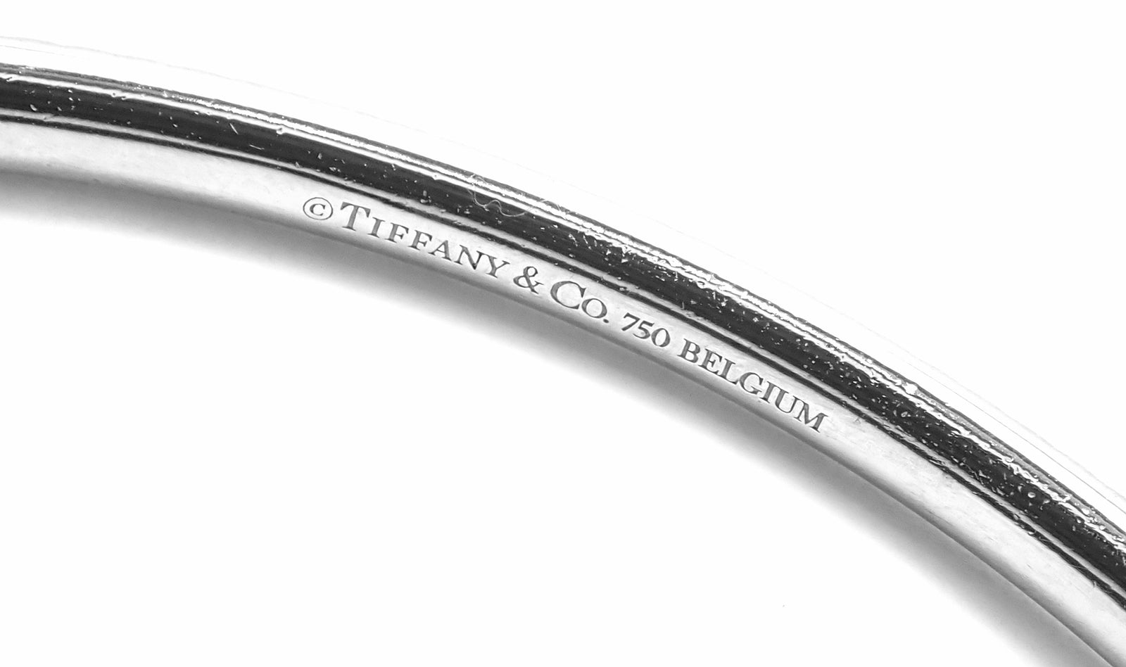 Tiffany & Co Metro 18k White Gold Full Diamond Three Row Bangle Bracelet $22,300 | Fortrove