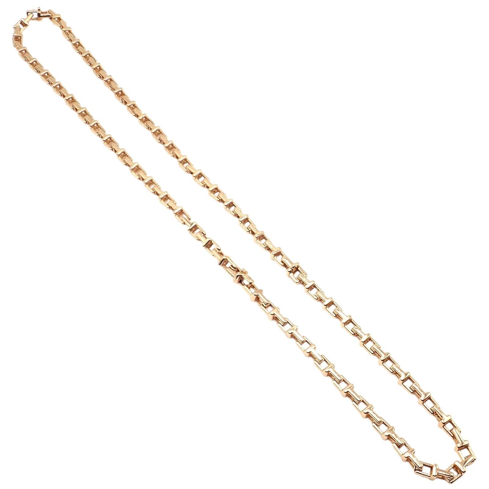 Authentic! Tiffany & Co 18k Rose Gold T Chain Link Long Necklace 20.5" | Fortrove