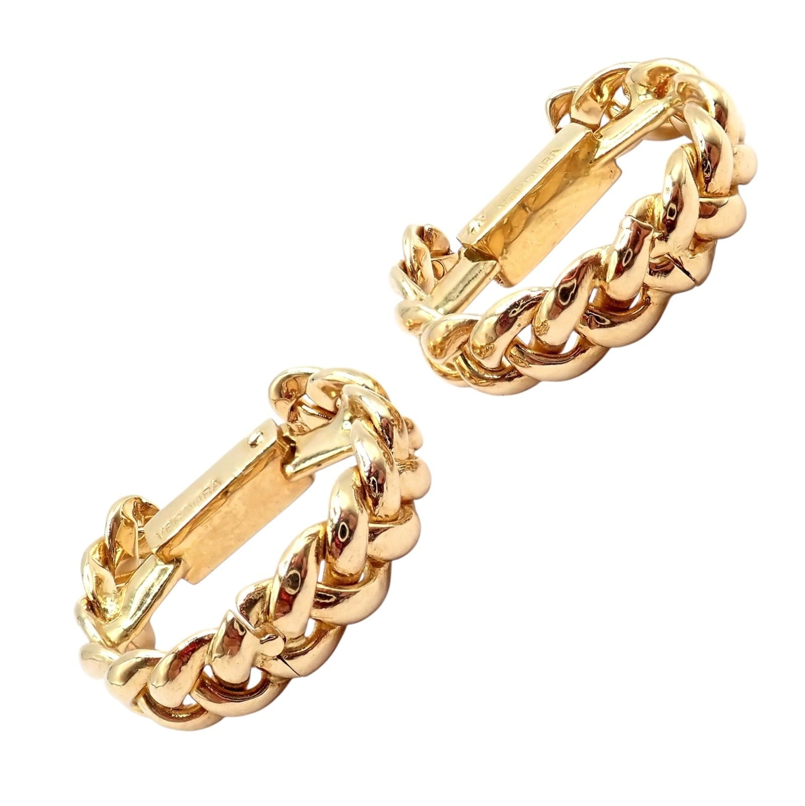 Authentic! Verdura 18k Yellow Gold Classic Rope Stirrup Cufflinks | Fortrove