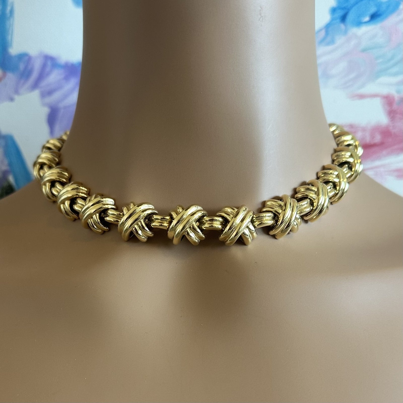 Vintage! Tiffany & Co. 18k Yellow Gold Large X Classic Signature Necklace | Fortrove