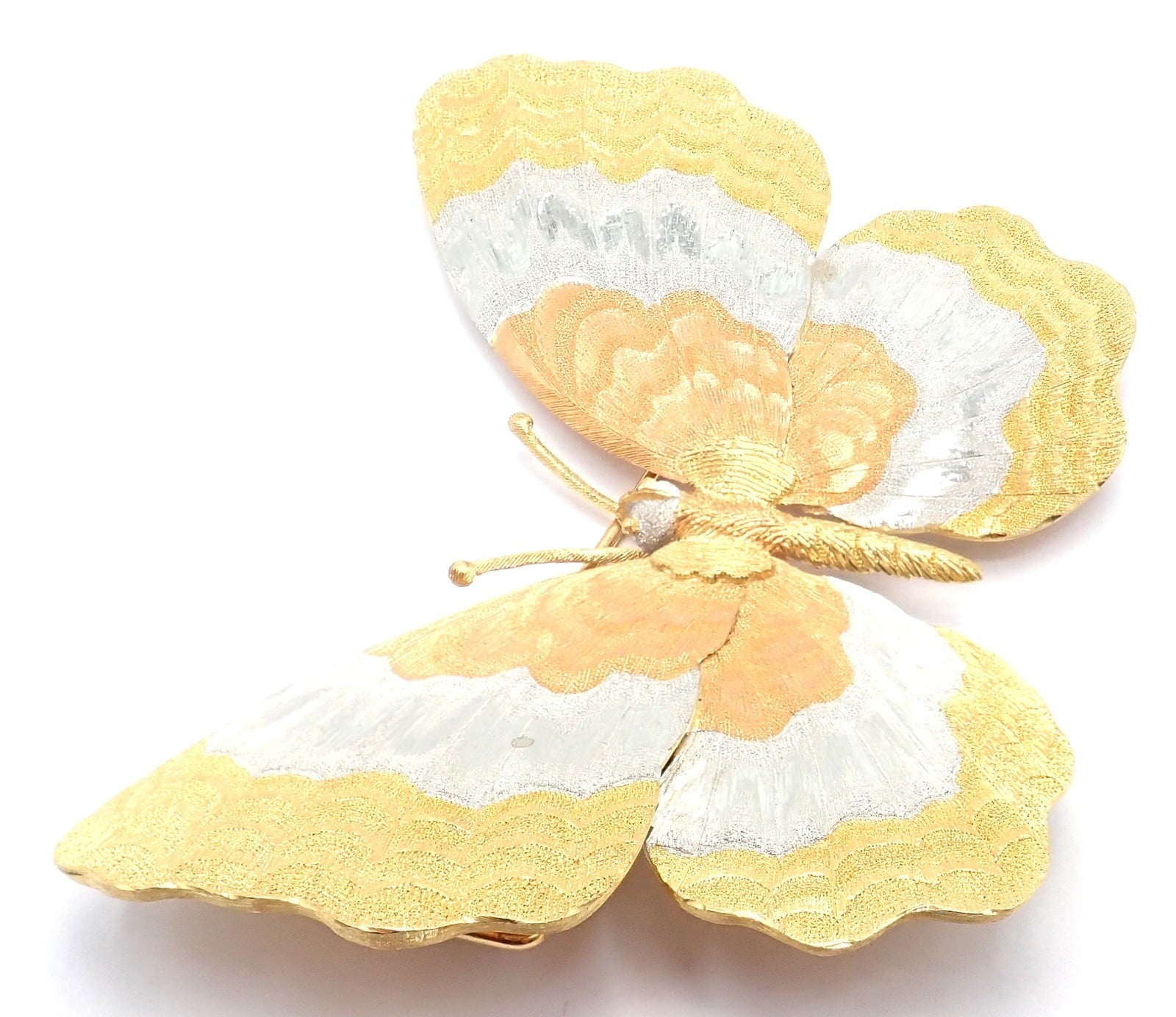 Buccellati Jewelry & Watches:Fine Jewelry:Brooches & Pins Authentic! Buccellati 18k Yellow White Rose Gold Large Butterfly Pin Brooch