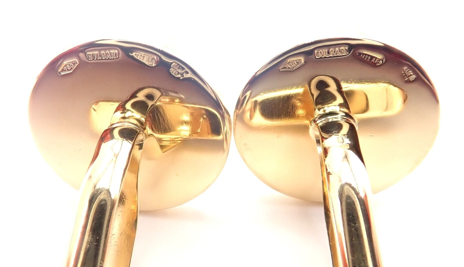 Authentic! Bvlgari Bulgari 18k Yellow Gold Lapis Lazuli Cufflinks