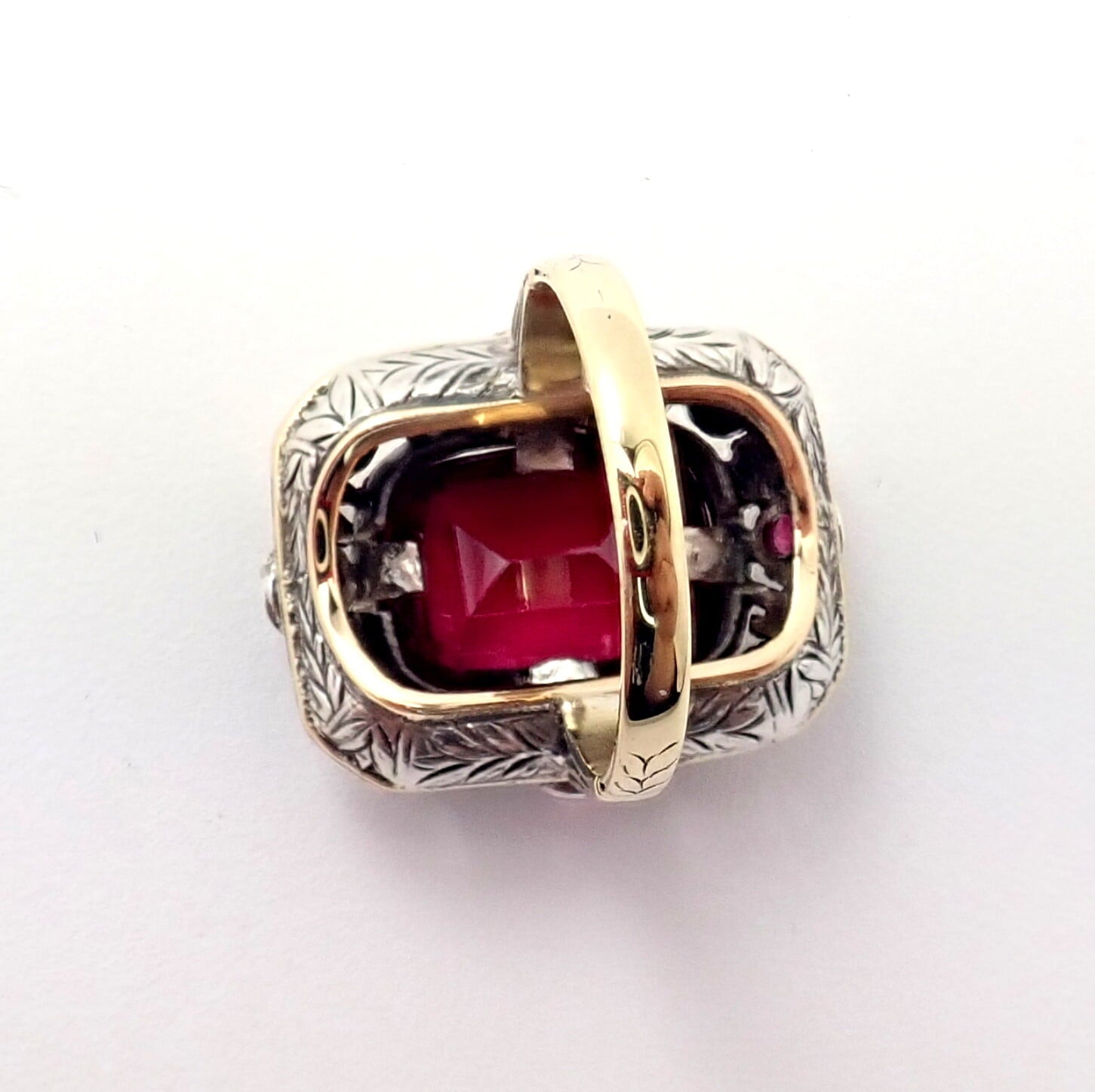 Unbranded Jewelry & Watches:Fine Jewelry:Rings Vintage Estate 14k Gold Sterling Silver Red Stone Ring Sz 5.5