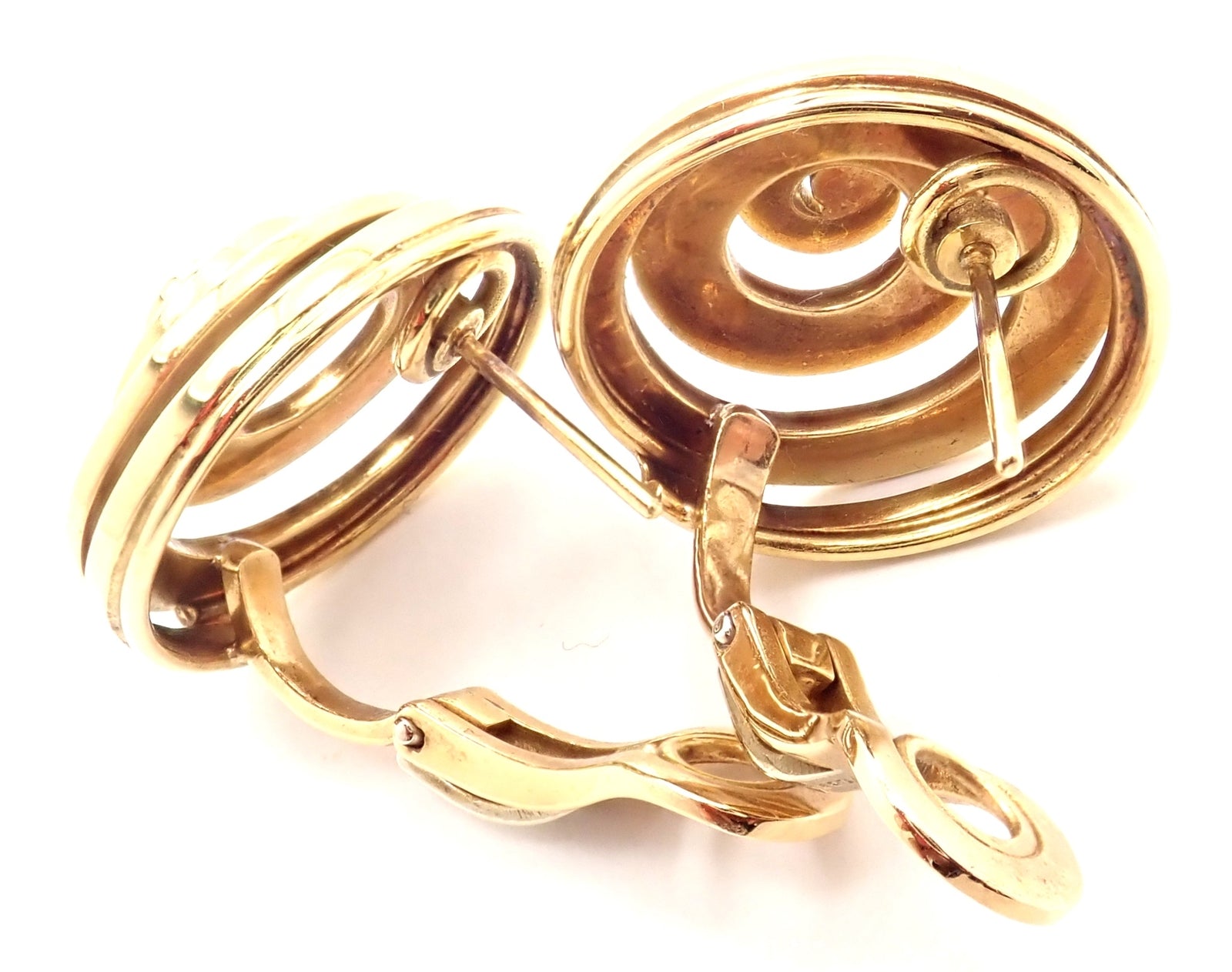 Authentic! Vintage BULGARI BULGARI 18k Yellow Gold Swirl Earrings | Fortrove