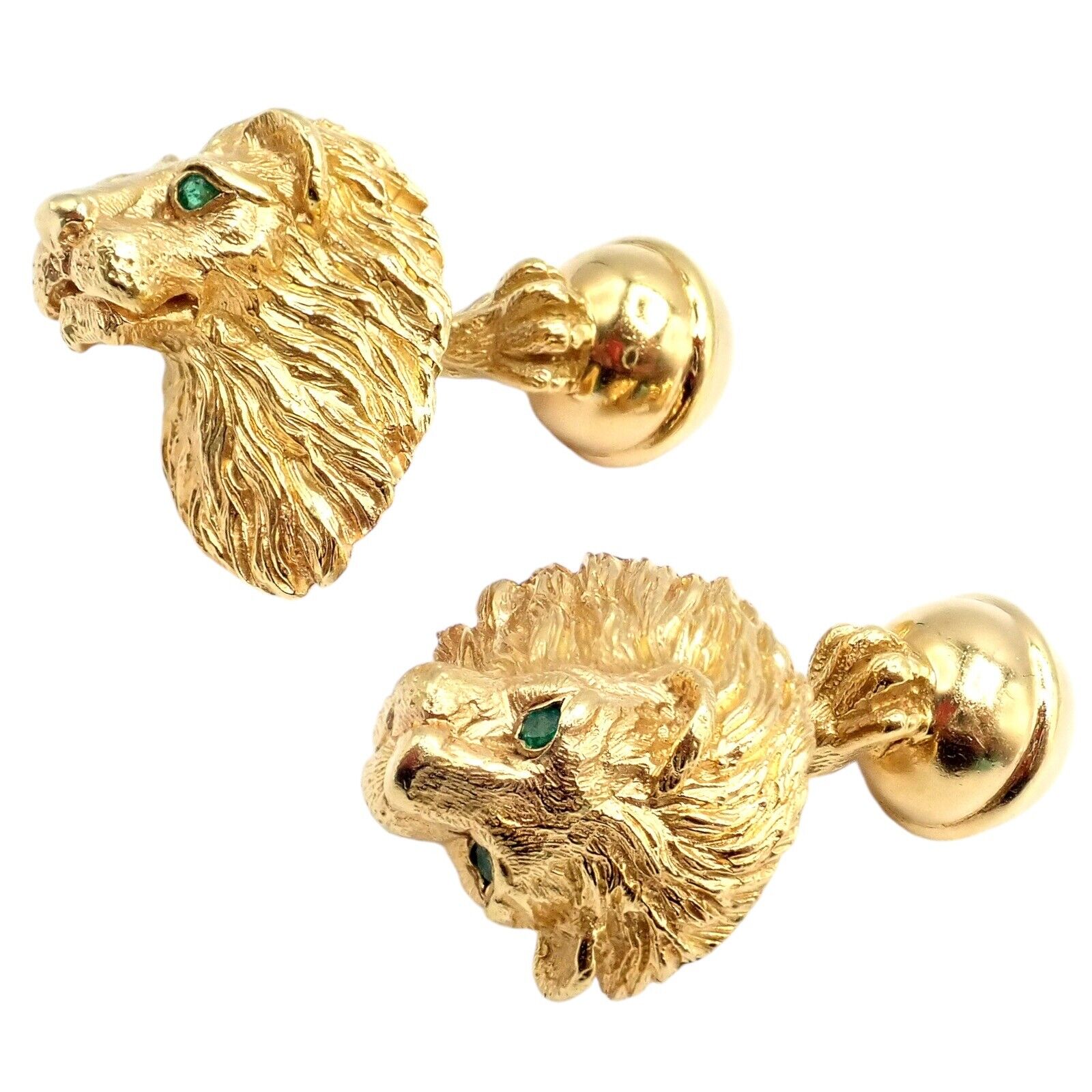 Tiffany & Co. Jewelry & Watches:Men's Jewelry:Cufflinks Rare! Vintage Tiffany & Co. 18k Yellow Gold Emerald Lion Germany 1989 Cufflinks