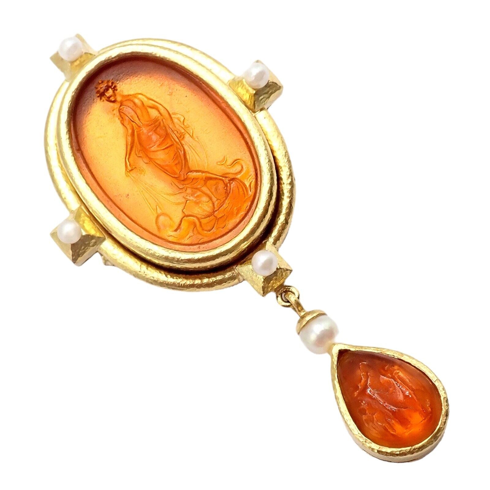 Elizabeth Locke Jewelry & Watches:Fine Jewelry:Brooches & Pins Authentic! Elizabeth Locke 18k Yellow Gold Pearl Venetian Gllass Brooch Pendant