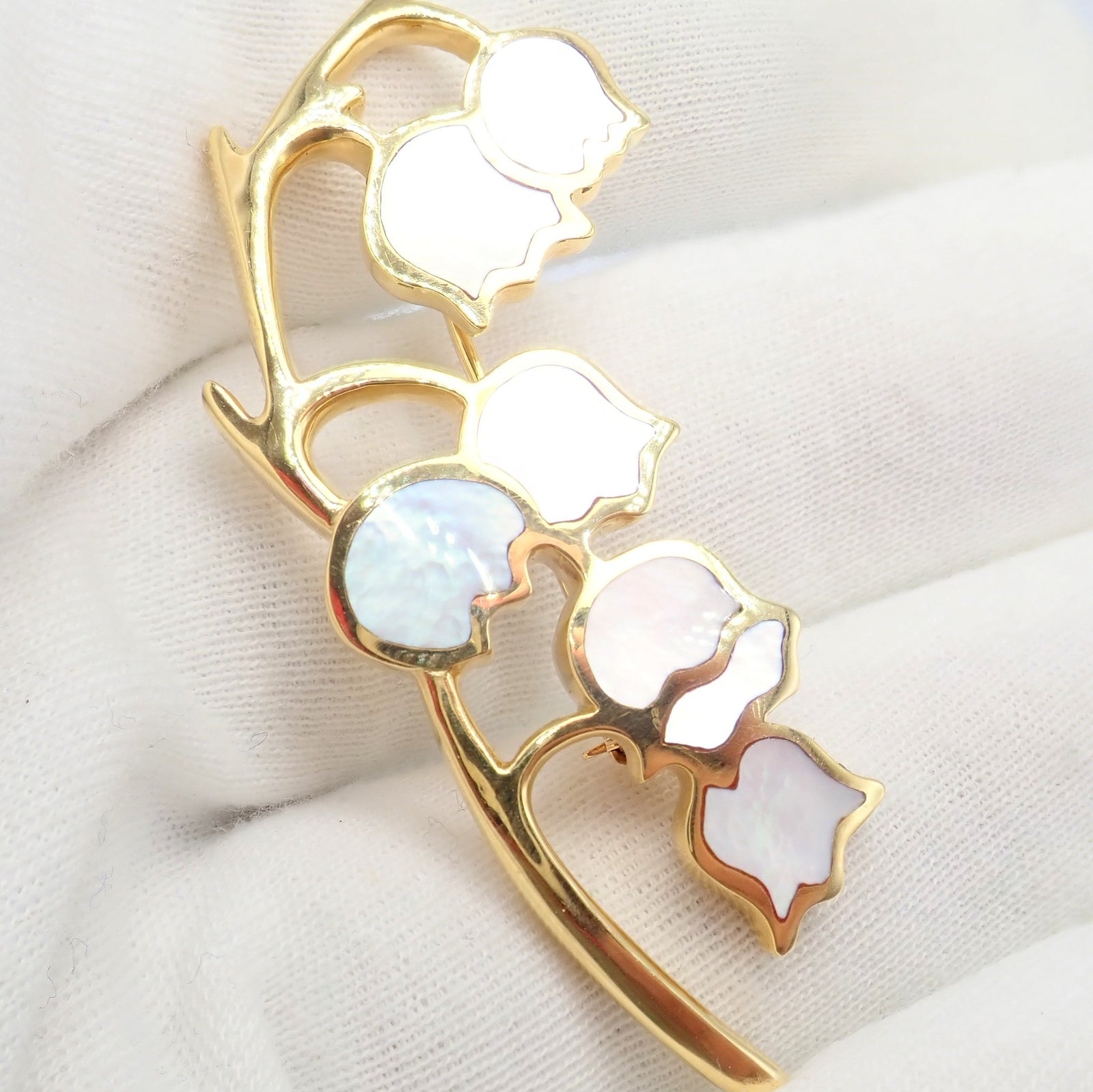 Angela Cummings for Tiffany & Co. Jewelry & Watches:Fine Jewelry:Brooches & Pins Tiffany & Co Cummings 18k Yellow Gold MoP Lily of the Valley Flower Pin Brooch