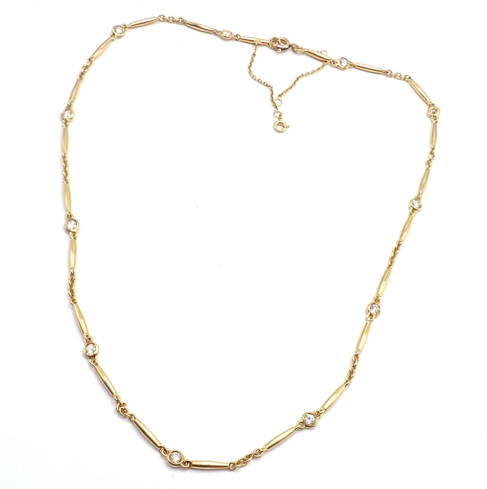 Cartier Jewelry & Watches:Fine Jewelry:Necklaces & Pendants Authentic! Cartier 18k Yellow Gold Diamond By The Yard Choker Chain Necklace