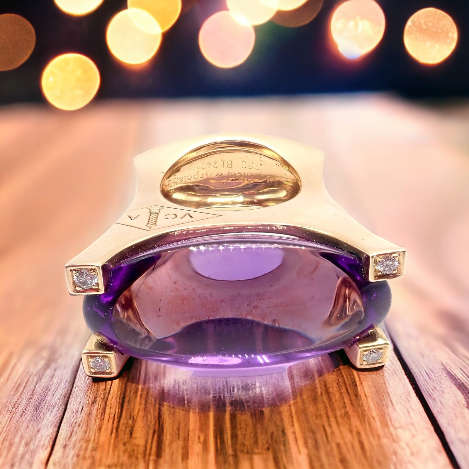 Van Cleef & Arpels Electra 18k Yellow Gold Diamond Large Amethyst Ring Paper | Fortrove