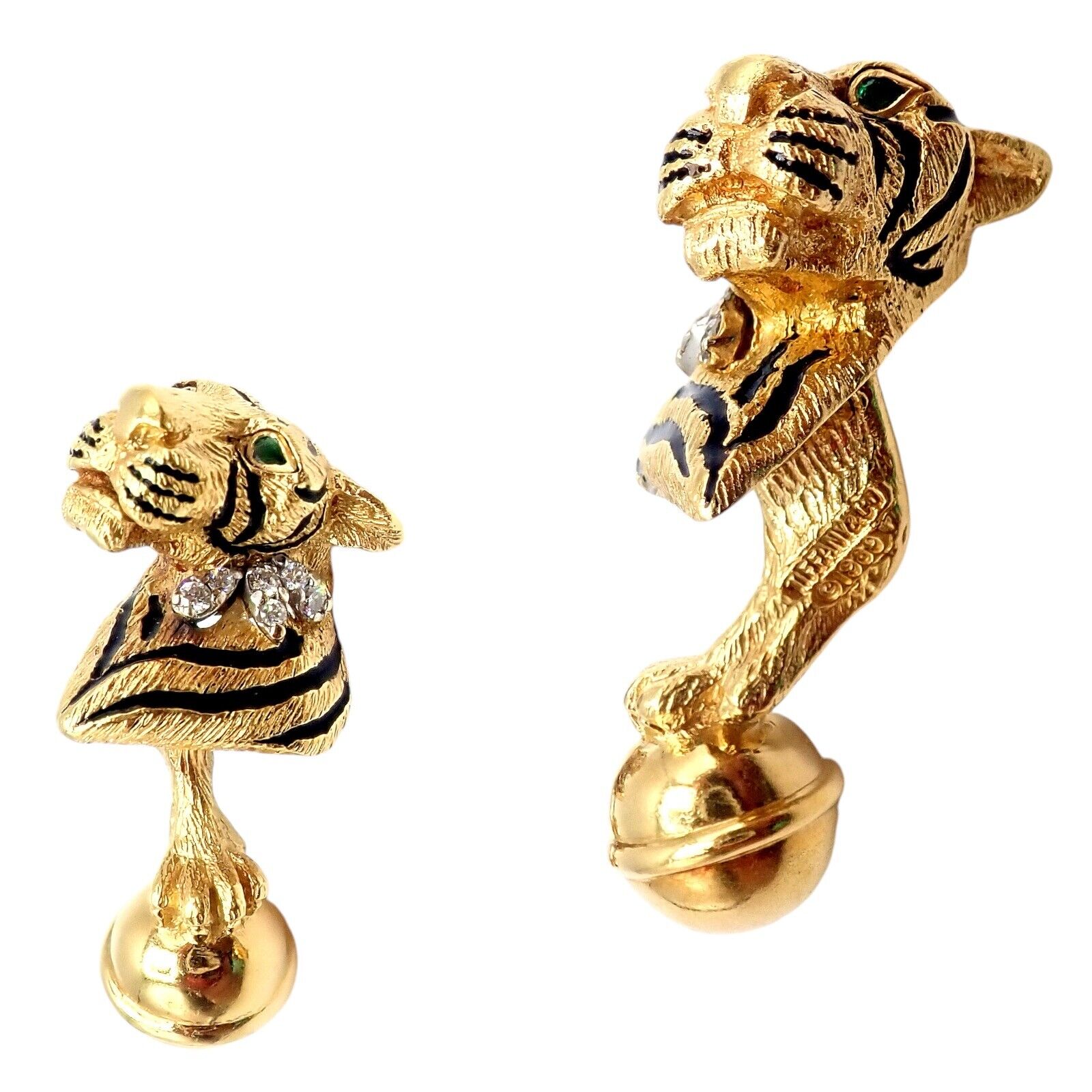 Tiffany & Co. Jewelry & Watches:Men's Jewelry:Cufflinks Rare! Tiffany & Co. 18k Yellow Gold Diamond Bengal Tiger Germany 1989 Cufflinks