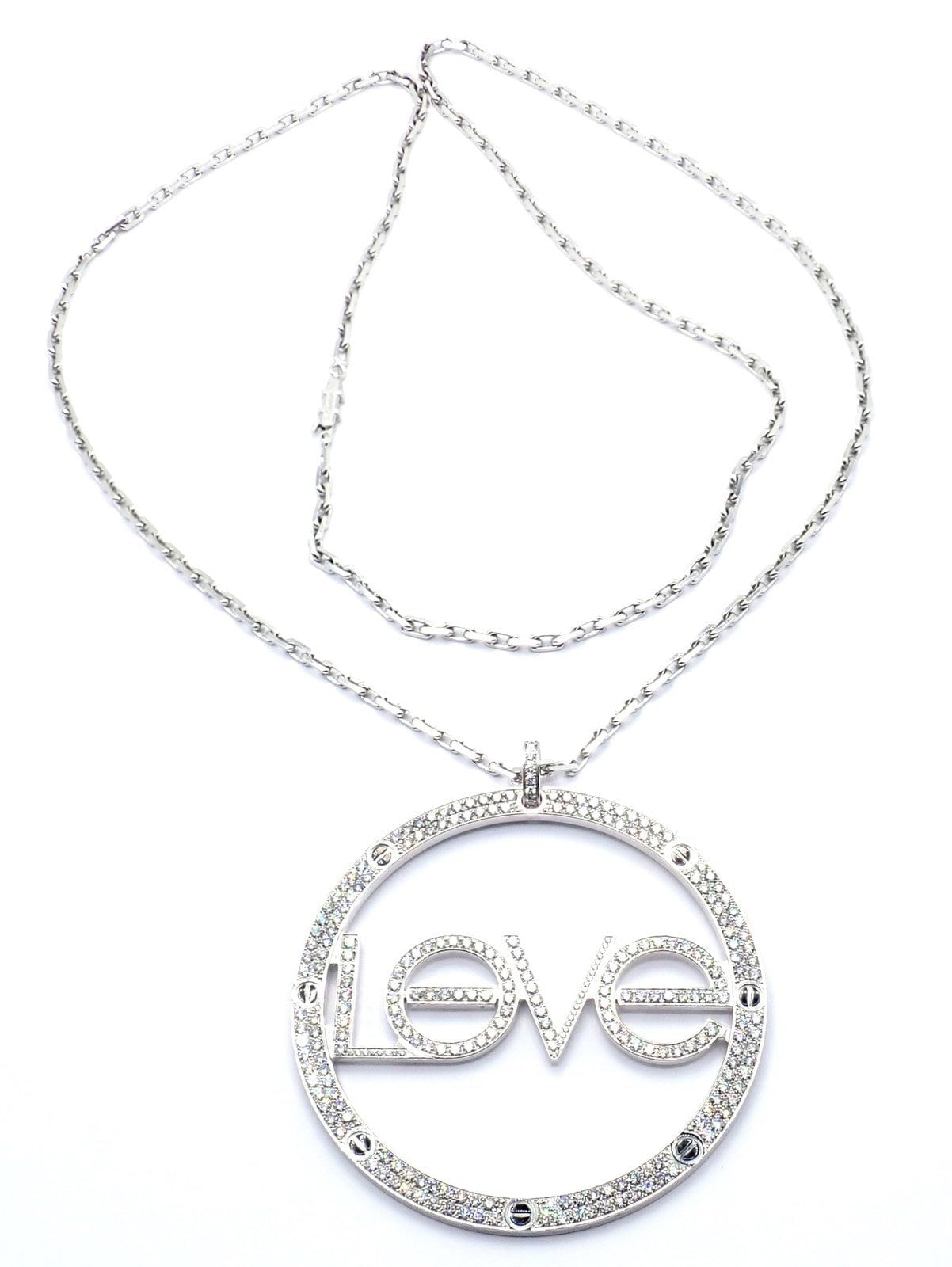 Cartier Jewelry & Watches:Fine Jewelry:Necklaces & Pendants Authentic! Cartier 18k White Gold Diamond Ceramic Large Love Pendant Necklace