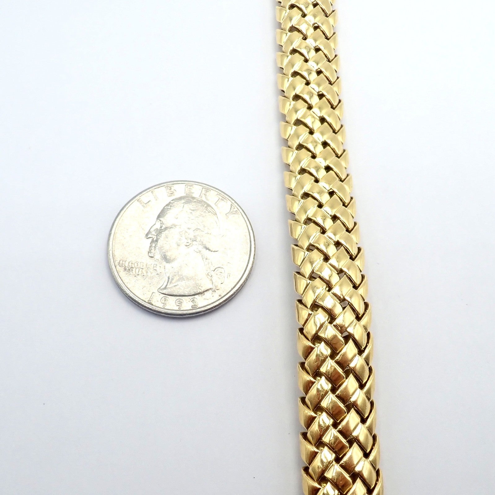Authentic! Tiffany & Co Vannerie 18k Yellow Gold Basket Weave Bracelet 1995 | Fortrove