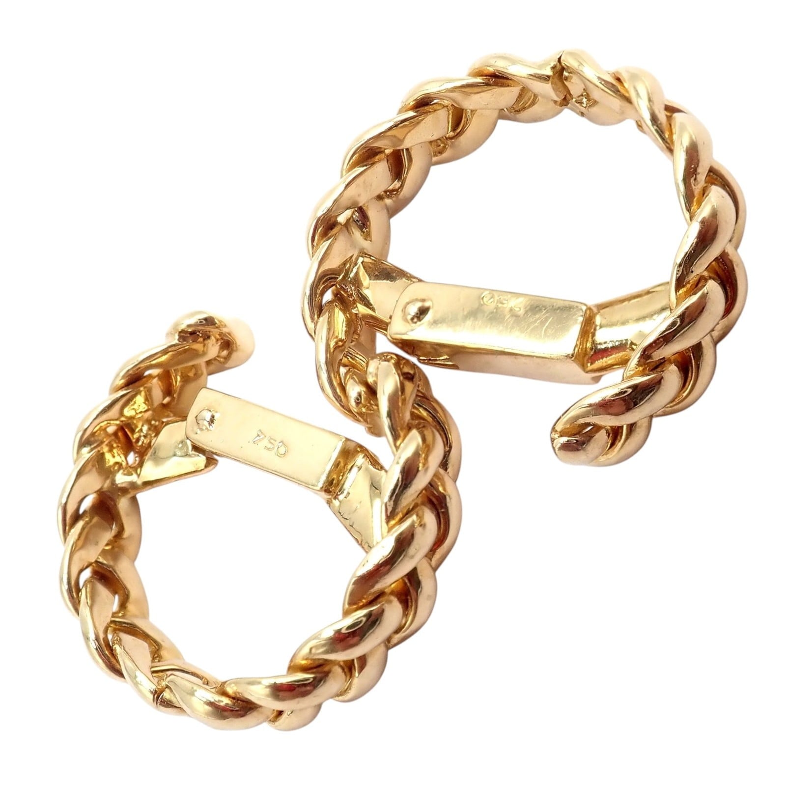 Authentic! Verdura 18k Yellow Gold Classic Rope Stirrup Cufflinks | Fortrove