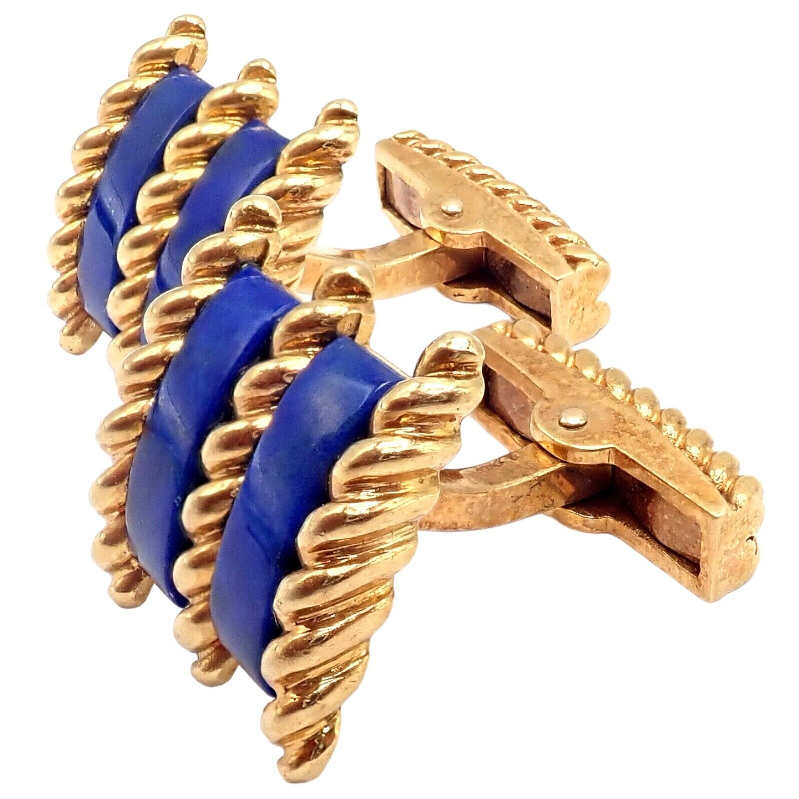 Tiffany & Co. Jewelry & Watches:Men's Jewelry:Cufflinks Vintage! Tiffany & Co. 18k Yellow Gold Large Lapis Lazuli Rope Cufflinks