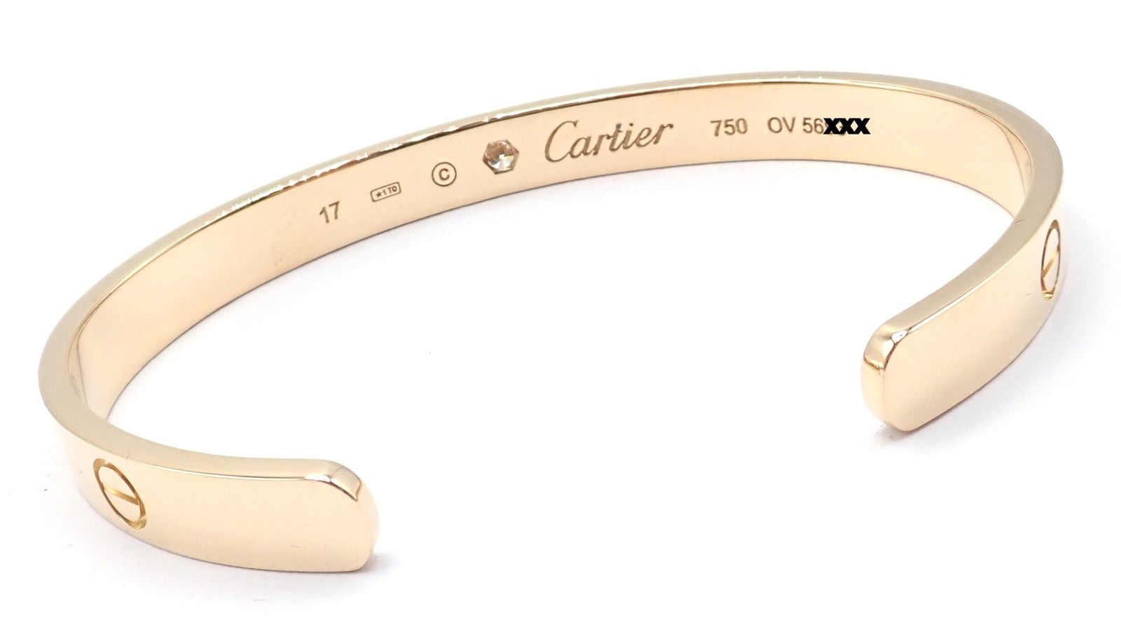 Cartier Jewelry & Watches:Fine Jewelry:Bracelets & Charms Authentic! Cartier 18k Yellow Gold Diamond Love Cuff Open Bracelet Size 17