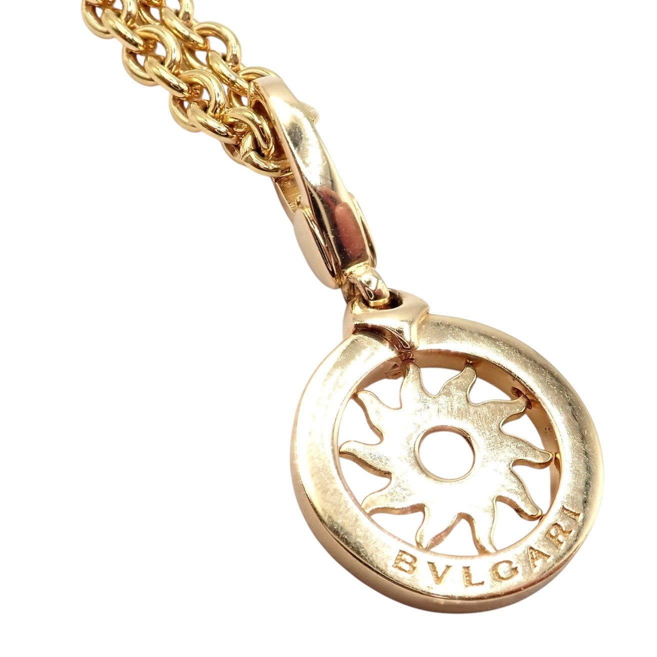 Authentic! Bvlgari Bulgari 18k Yellow Gold 19.5" Tondo Sun Pendant Necklace | Fortrove