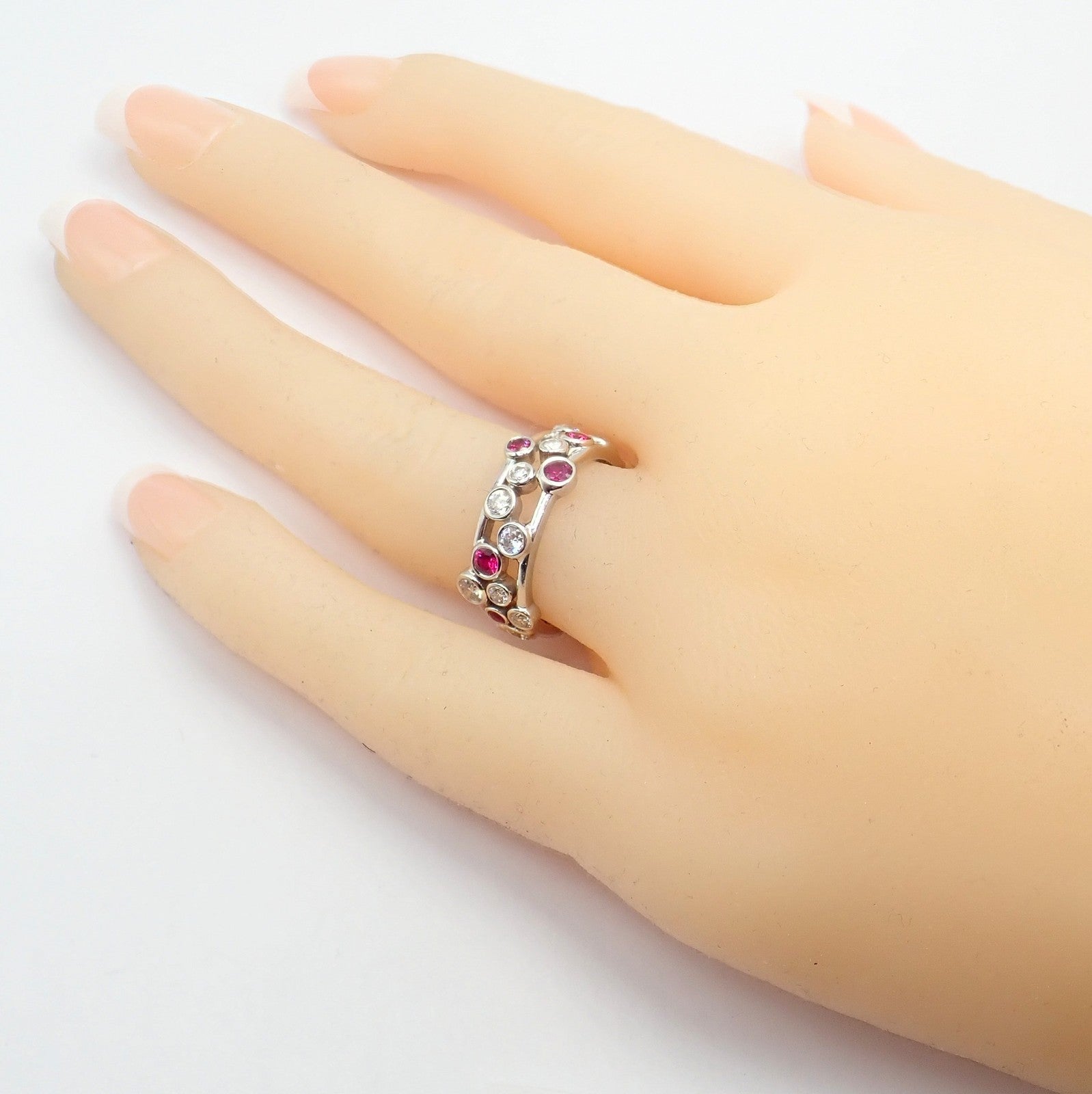 Authentic! Tiffany & Co Platinum Diamond Ruby Bubbles Band Ring Size 5.5 | Fortrove