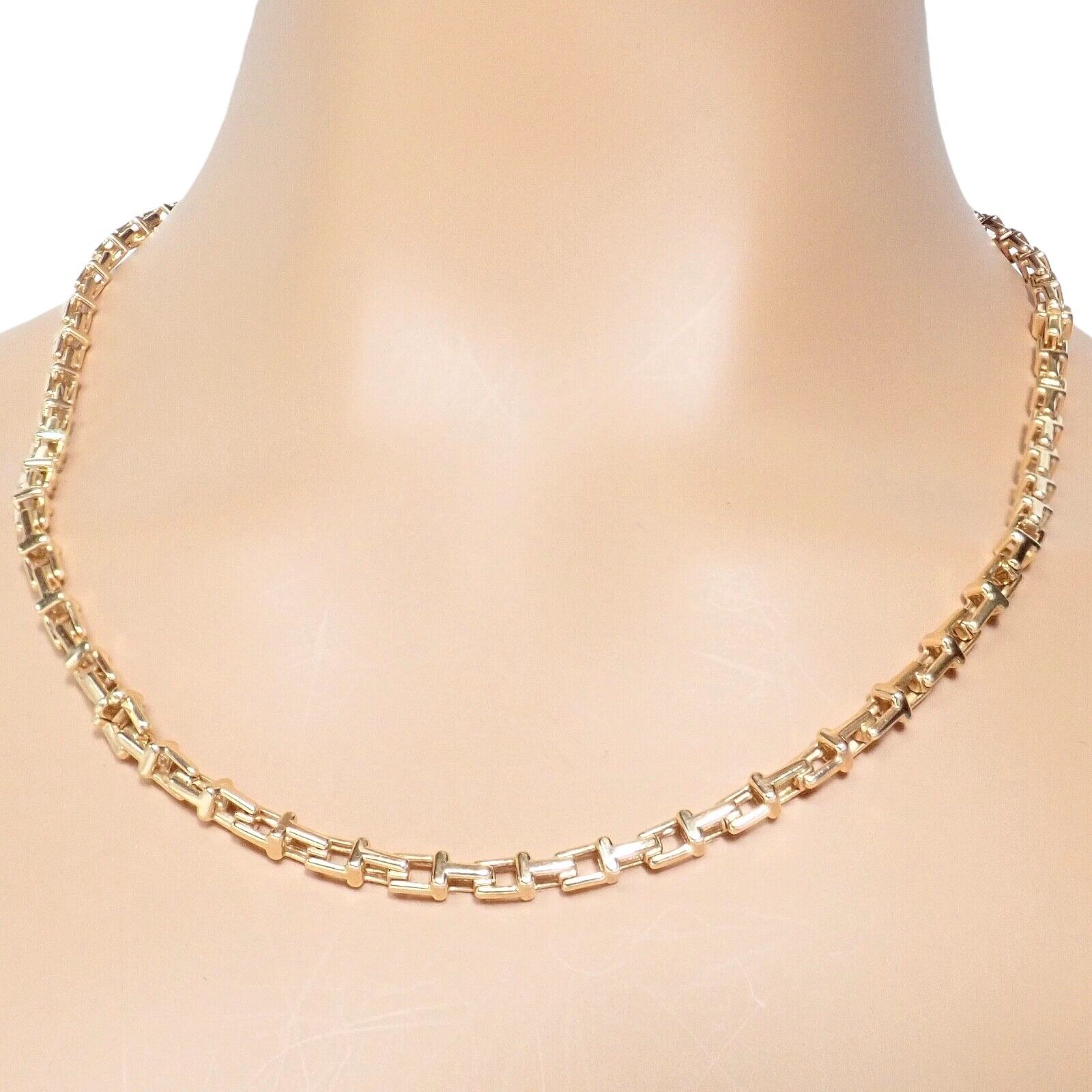 Authentic! Tiffany & Co 18k Rose Gold T Chain Link Long Necklace 20.5