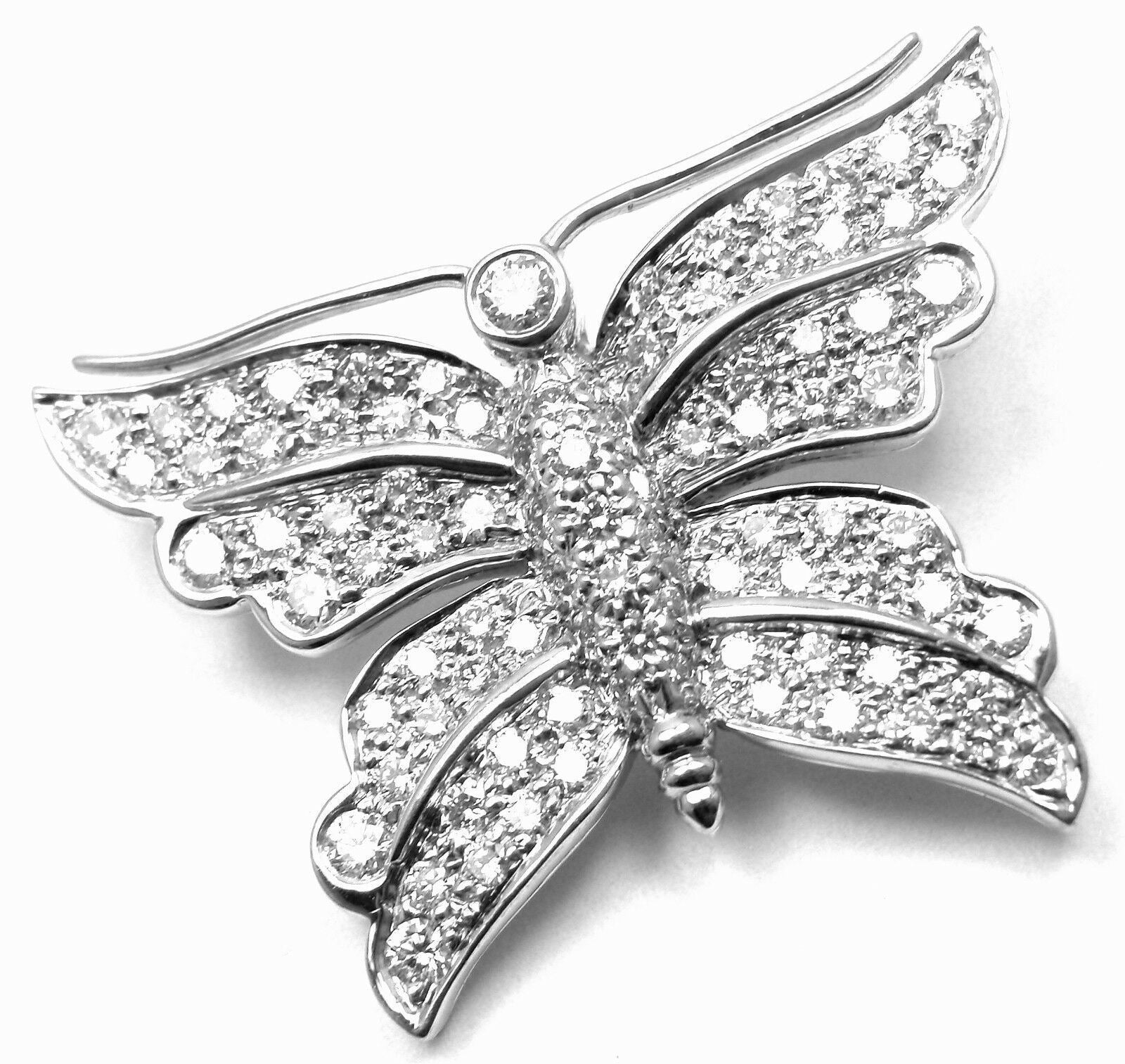 Rare! Authentic TIFFANY & CO Butterfly Platinum Diamond Pin Brooch | Fortrove